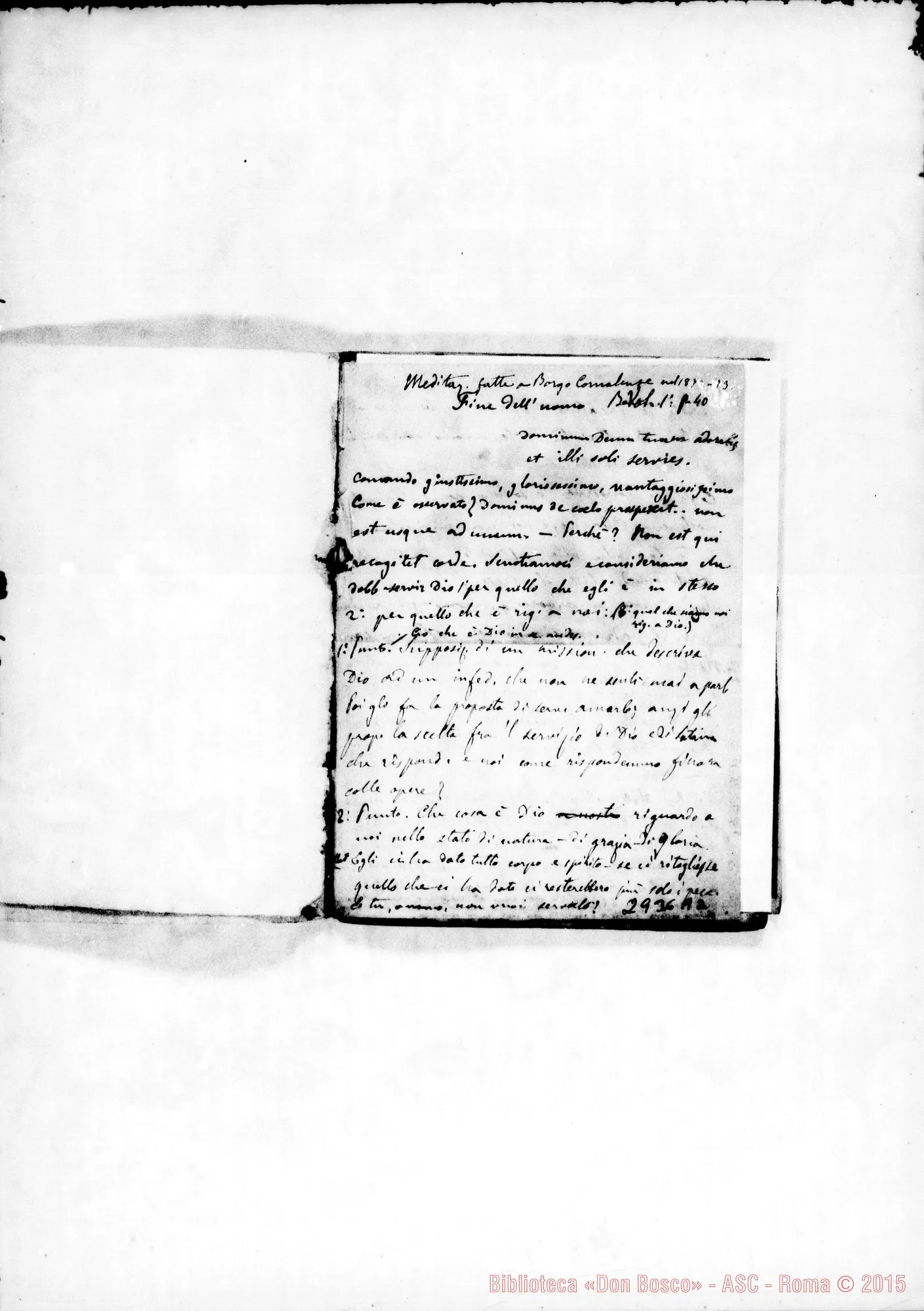 Fotogramma A 2 — Appunti di esercizi predicati A Borgo Cornalese nel 1872-73