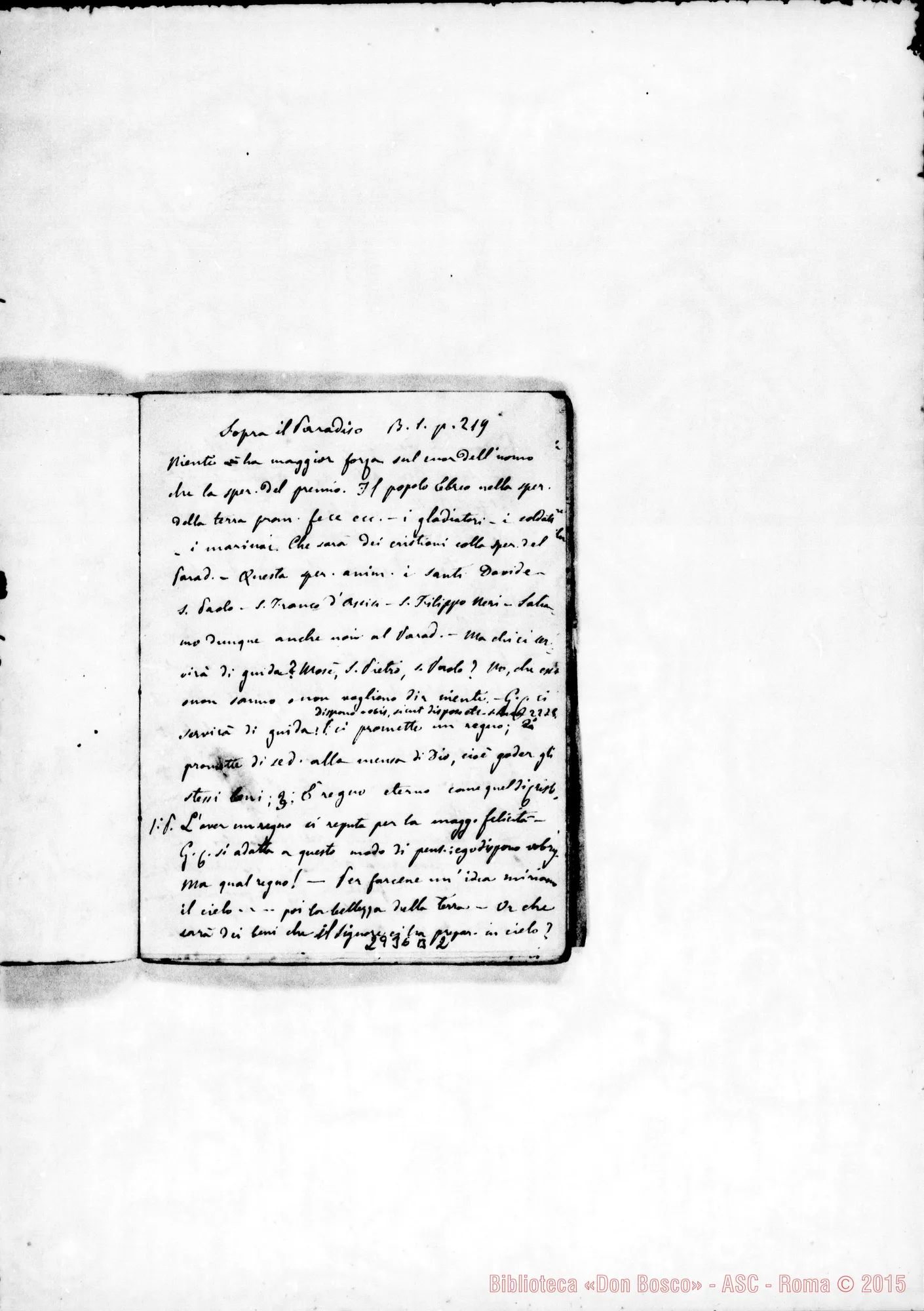 Fotogramma B 2 — Appunti di esercizi predicati A Borgo Cornalese nel 1872-73