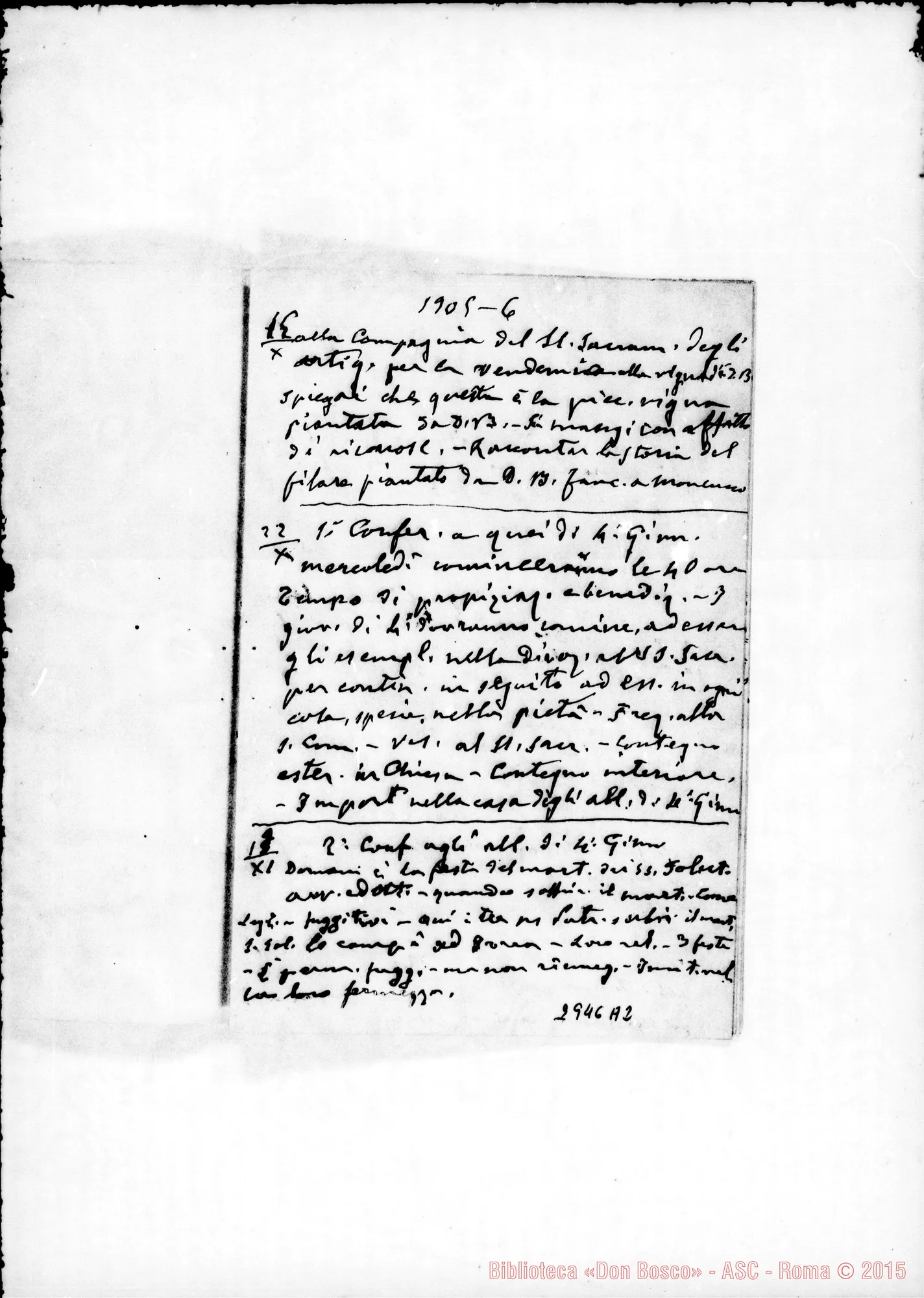 Fotogramma A 2 — Conferenze ai confratelli: 1905-1910