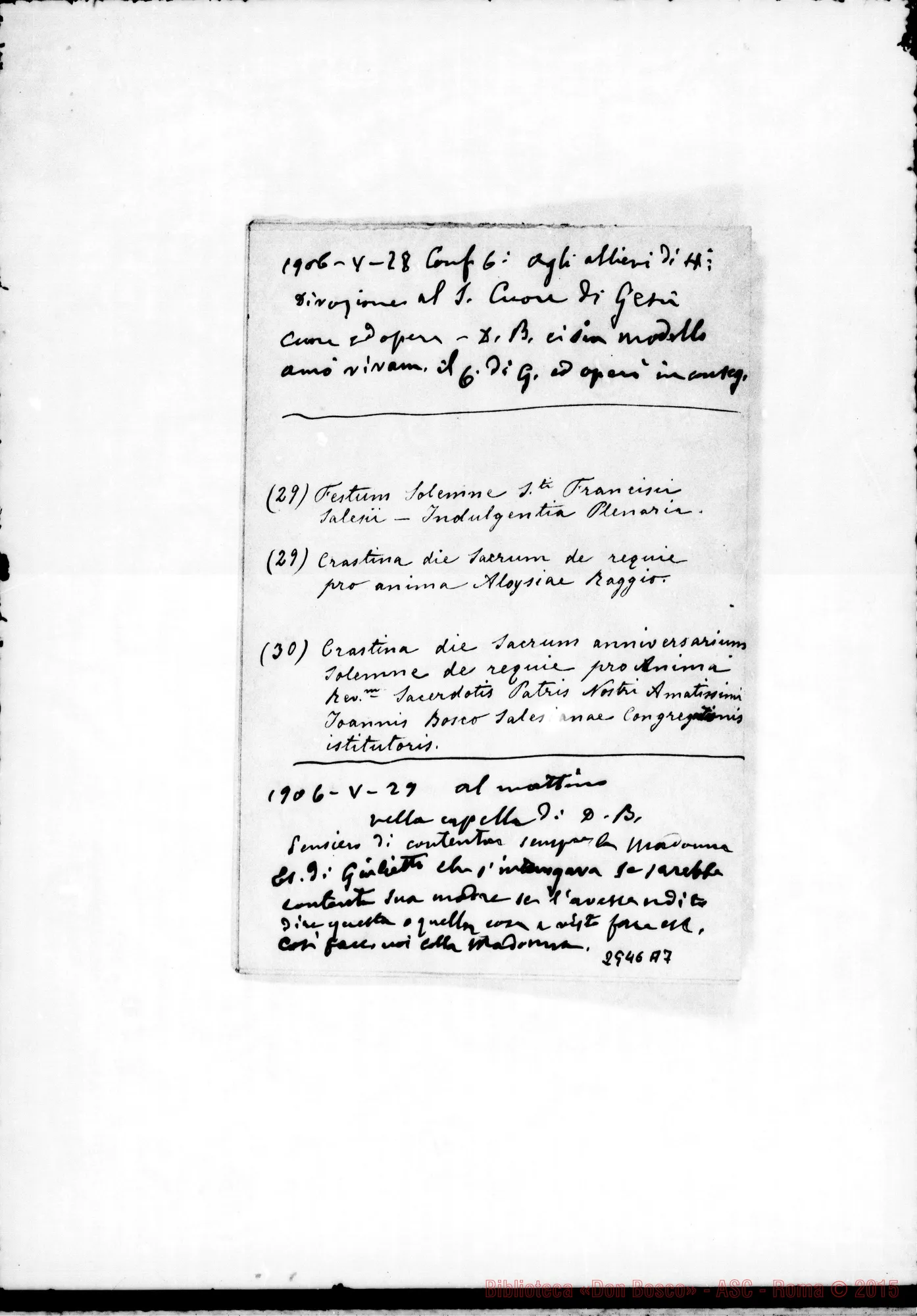 Fotogramma A 7 — Conferenze ai confratelli: 1905-1910