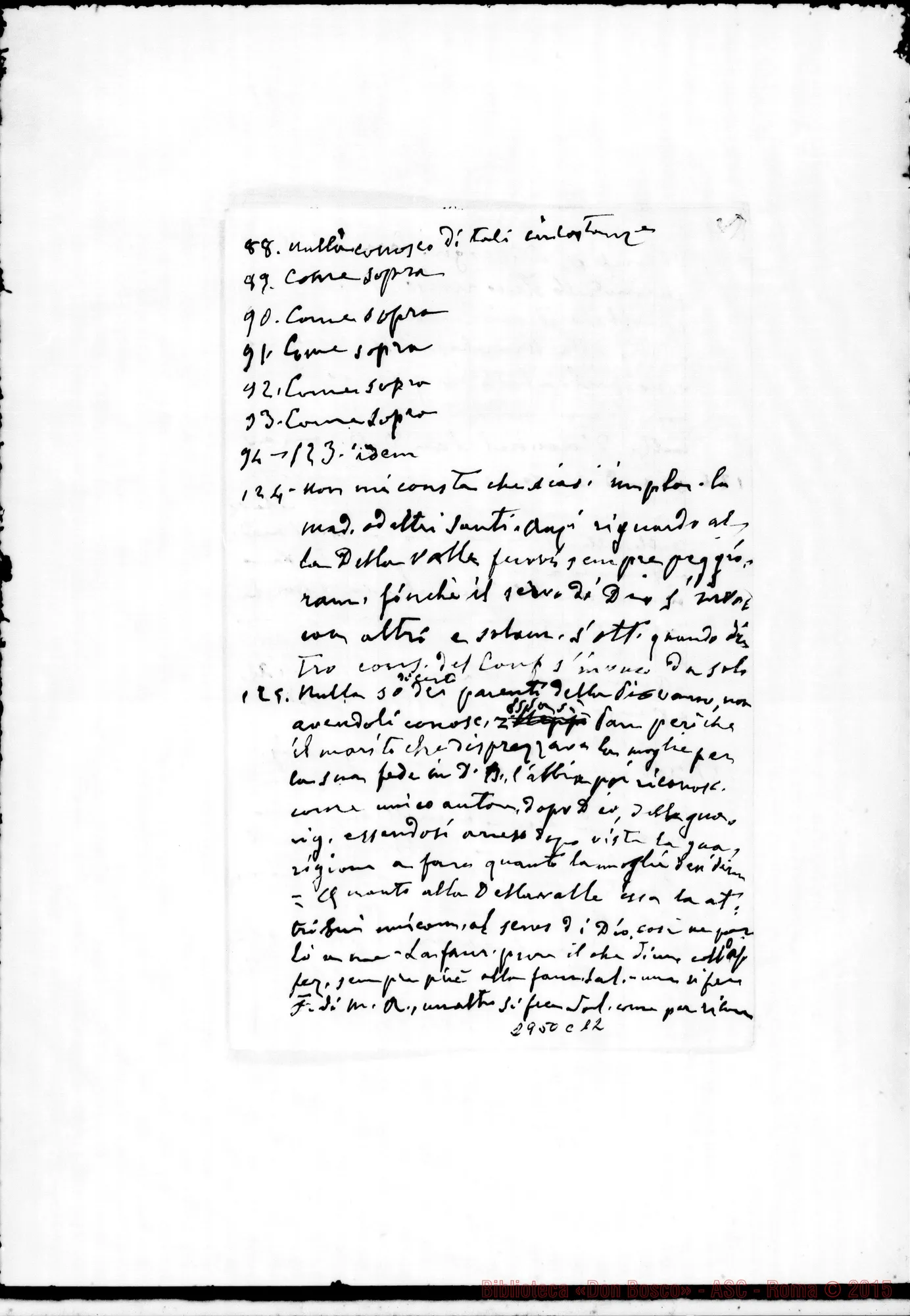 Fotogramma C 12 — Minute per la Causa di D. Bosco. Appunti autogr.