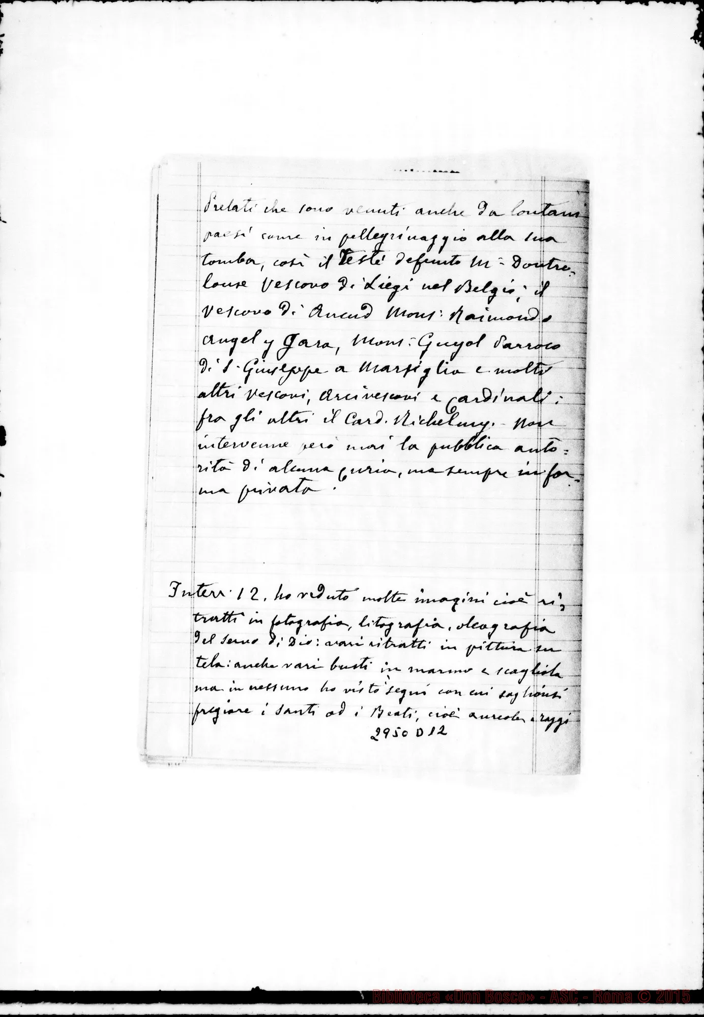Fotogramma D 12 — Risposte nel Processo di D. Bosco «De non cultu»