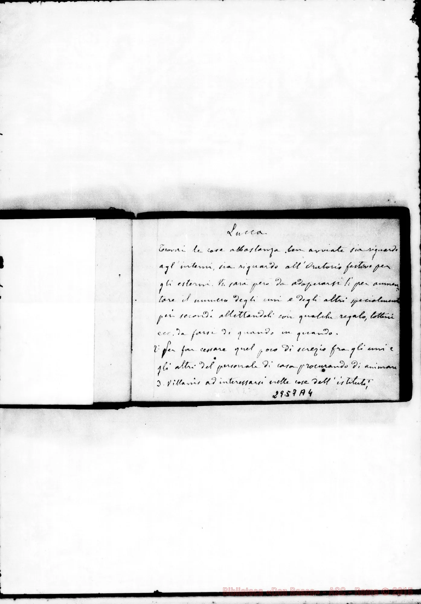 Fotogramma A 4 — Visite, norme, relazioni su varie Case fino all’anno 1885. Tutto ms. Rua