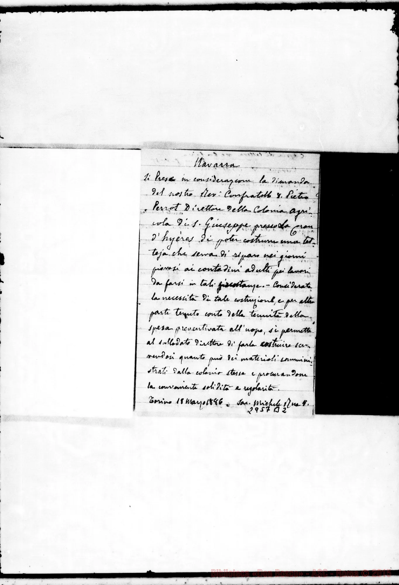 Fotogramma B 2 — Permessi di fabbricazione E provviste straordinarie: