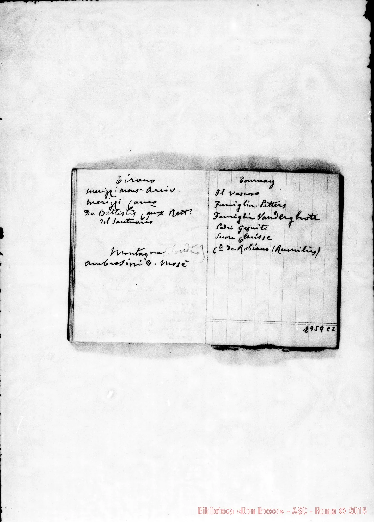 Fotogramma C 2 — Benefattori: Relazioni (per Case). Ms. di D. Rua E altri
