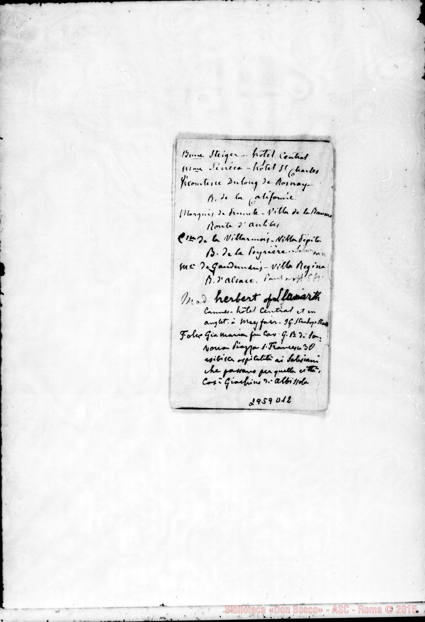 Fotogramma D 12 — Liste per Case. Ms. quasi tutto di D. Rua