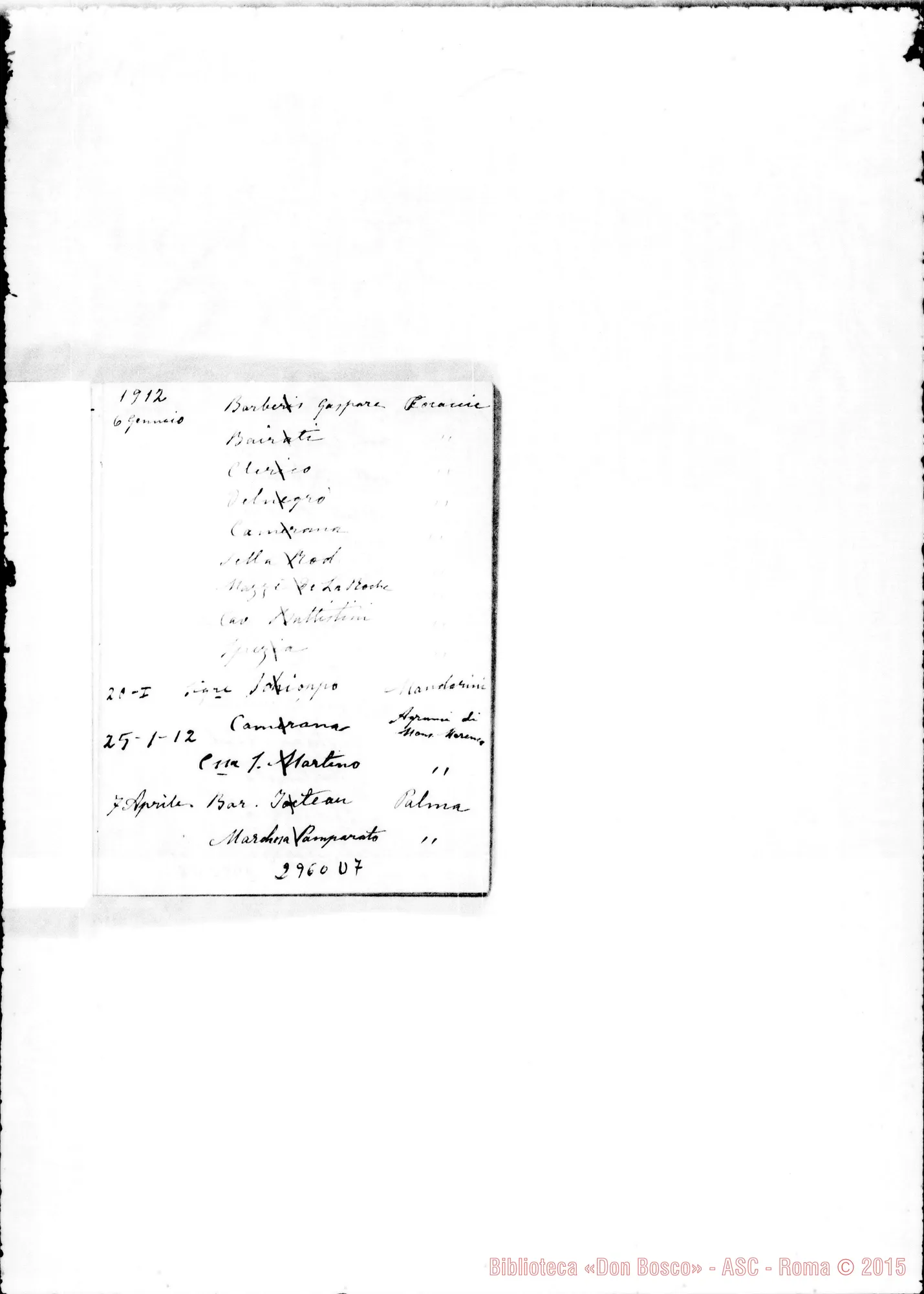 Fotogramma D 7 — Regali ai benefattori, dal marzo 1905