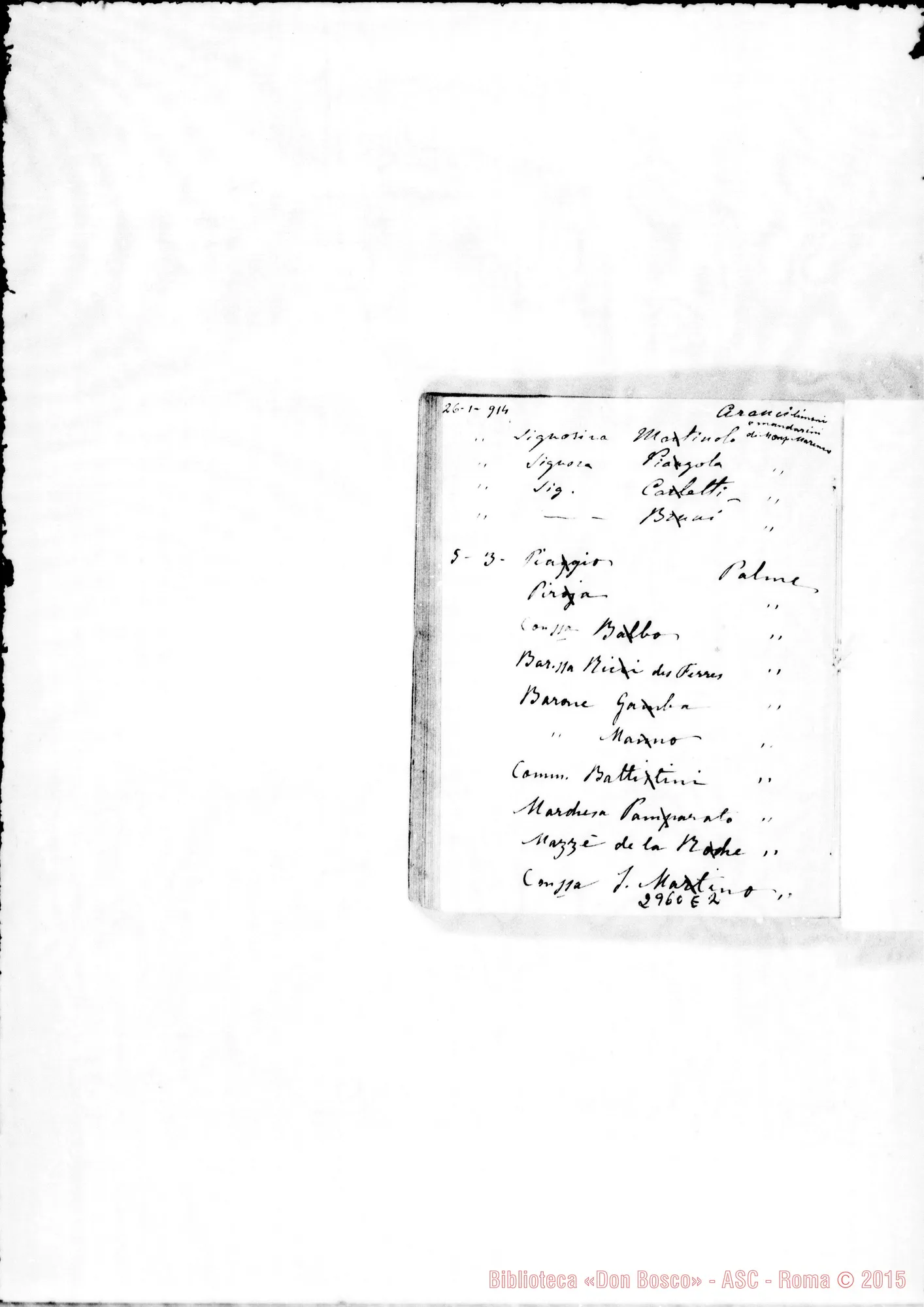 Fotogramma E 2 — Regali ai benefattori, dal marzo 1905