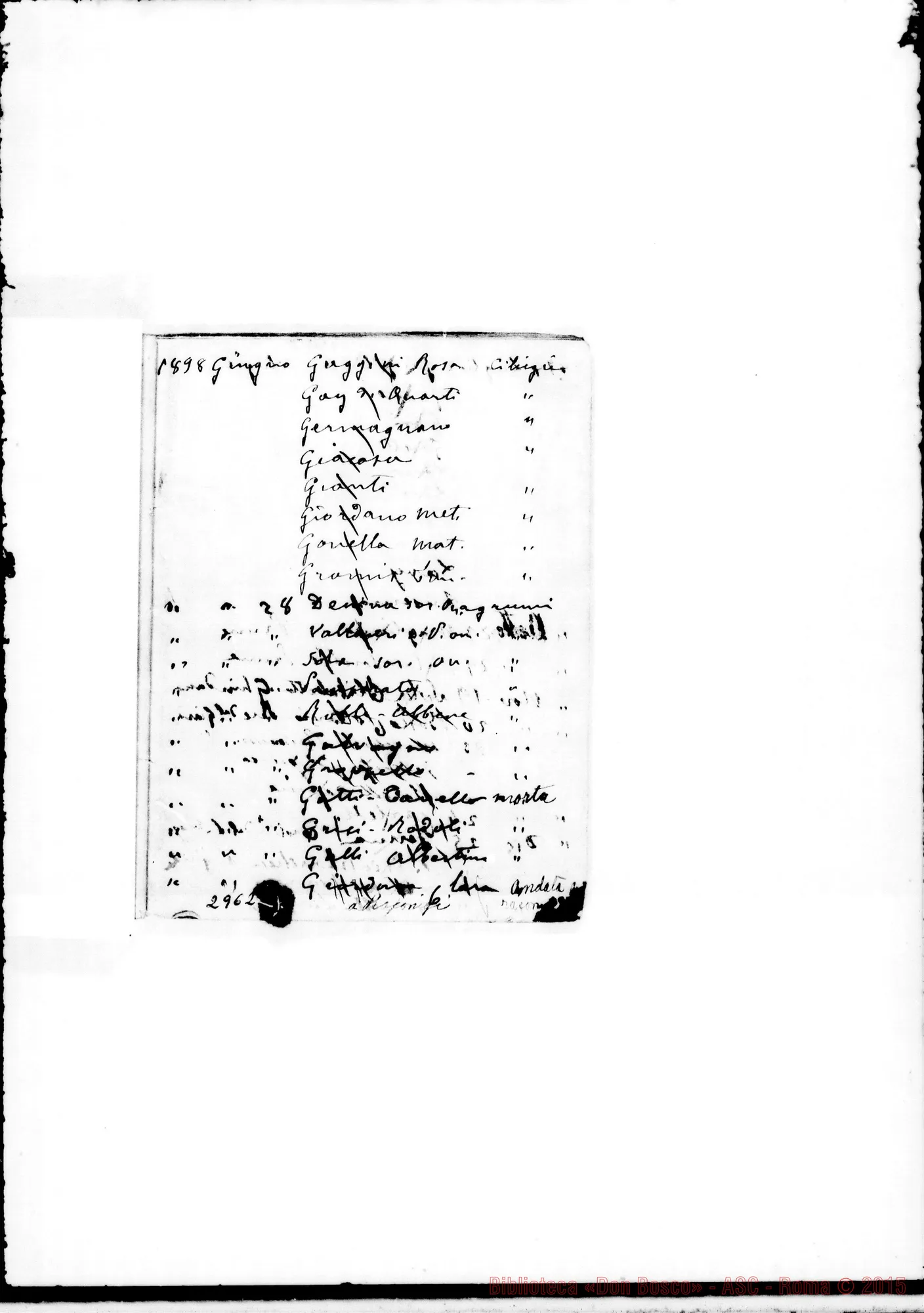 Fotogramma A 2 — Spedizione di piccoli regali. Da giù. 1887 A feb.1905