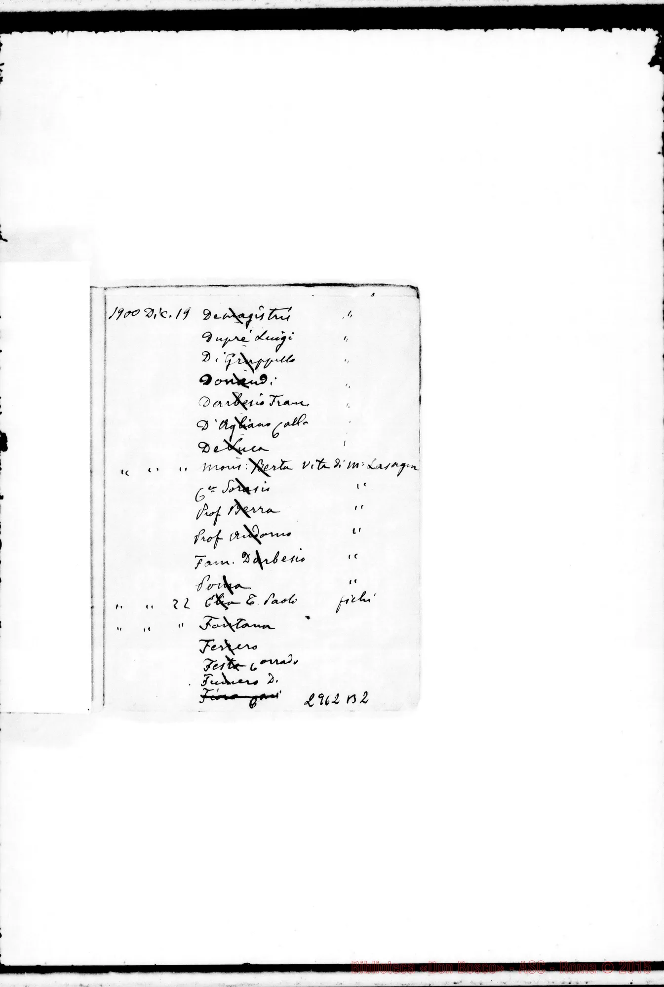 Fotogramma B 2 — Spedizione di piccoli regali. Da giù. 1887 A feb.1905