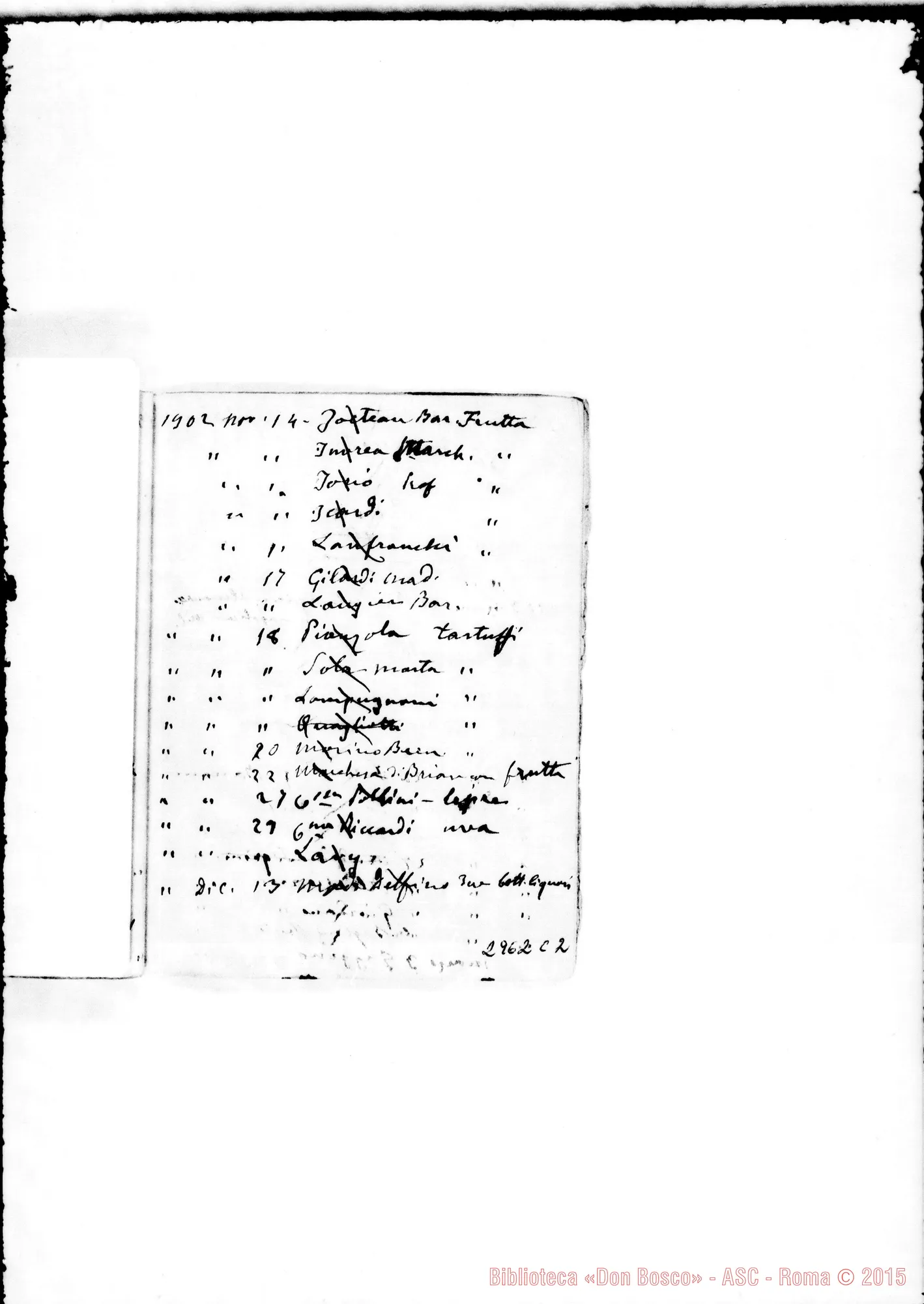 Fotogramma C 2 — Spedizione di piccoli regali. Da giù. 1887 A feb.1905