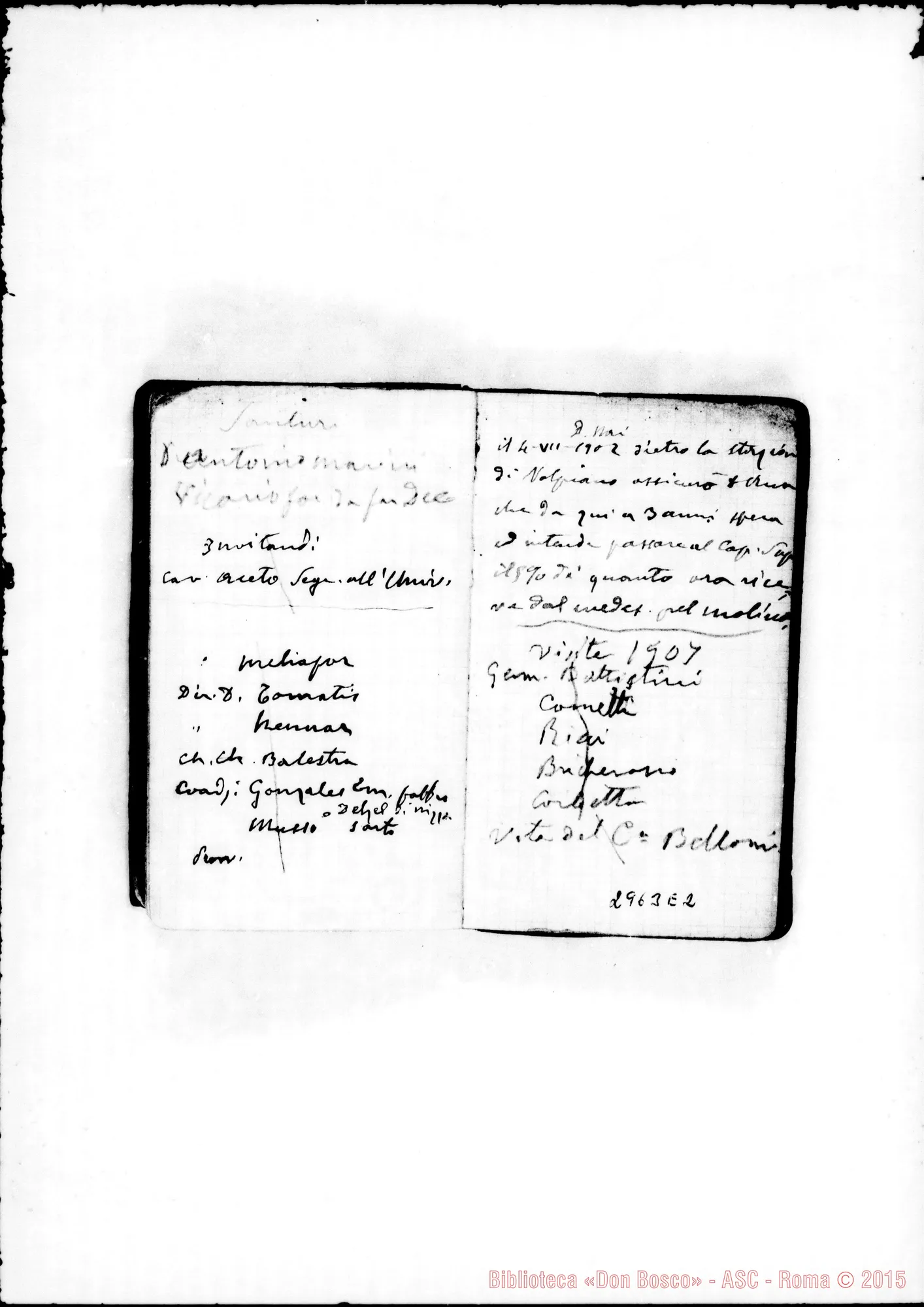 Fotogramma E 2 — Appunti per conferenze E avvisi, della distribuzione del personale, delle diverse necessità delle case E delle persone. Tutto di D. Rua