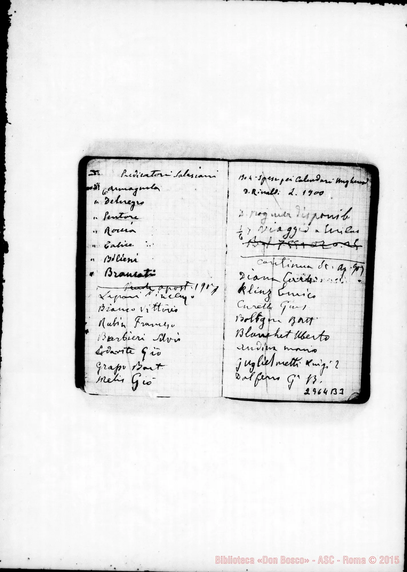 Fotogramma B 3 — Appunti per conferenze E avvisi, della distribuzione del personale, delle diverse necessità delle case E delle persone. Tutto di D. Rua