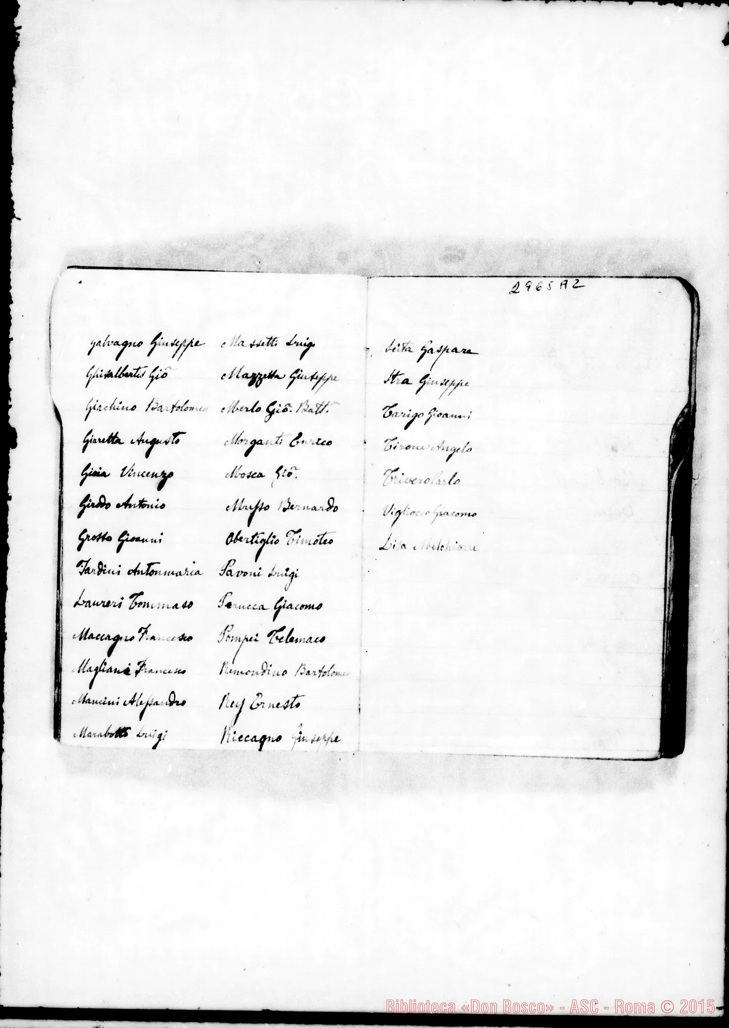 Fotogramma A 2 — Memoriale: segni dei rendiconti, liste di alunni E di salesiani, ed altre. Ms. allogr. con note di D. Rua