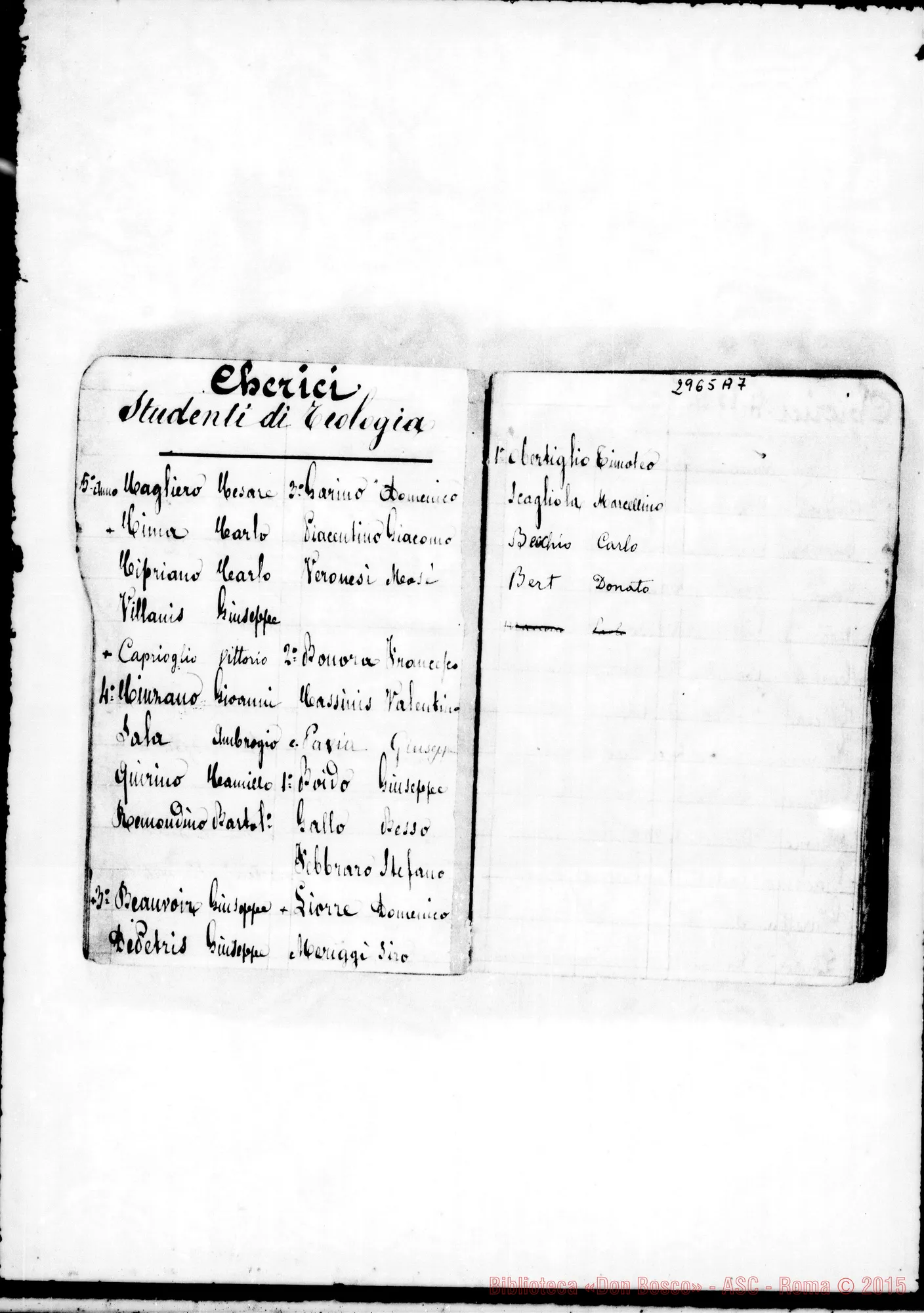 Fotogramma A 7 — Memoriale: segni dei rendiconti, liste di alunni E di salesiani, ed altre. Ms. allogr. con note di D. Rua