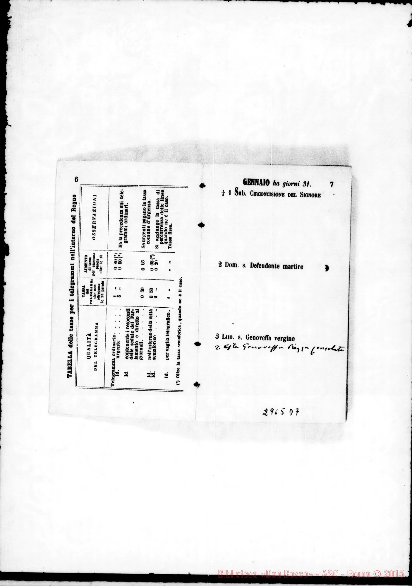 Fotogramma D 7 — Agendina: Nel calendario nota degli onomastici di persone da ricordare. Tutto ms. di D. Rua