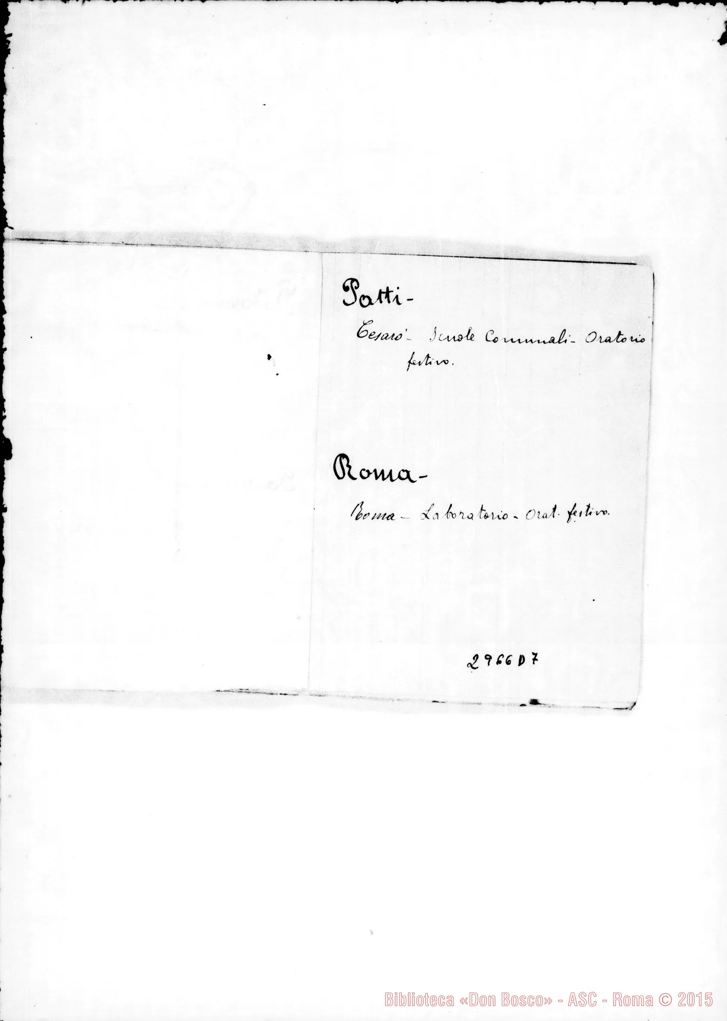 Fotogramma D 7 — Figlie di Maria Ausiliatrice: Diocesi dove si trovano Case delle FMA. Ms. allografo con alcune note autogr. di D. Rua