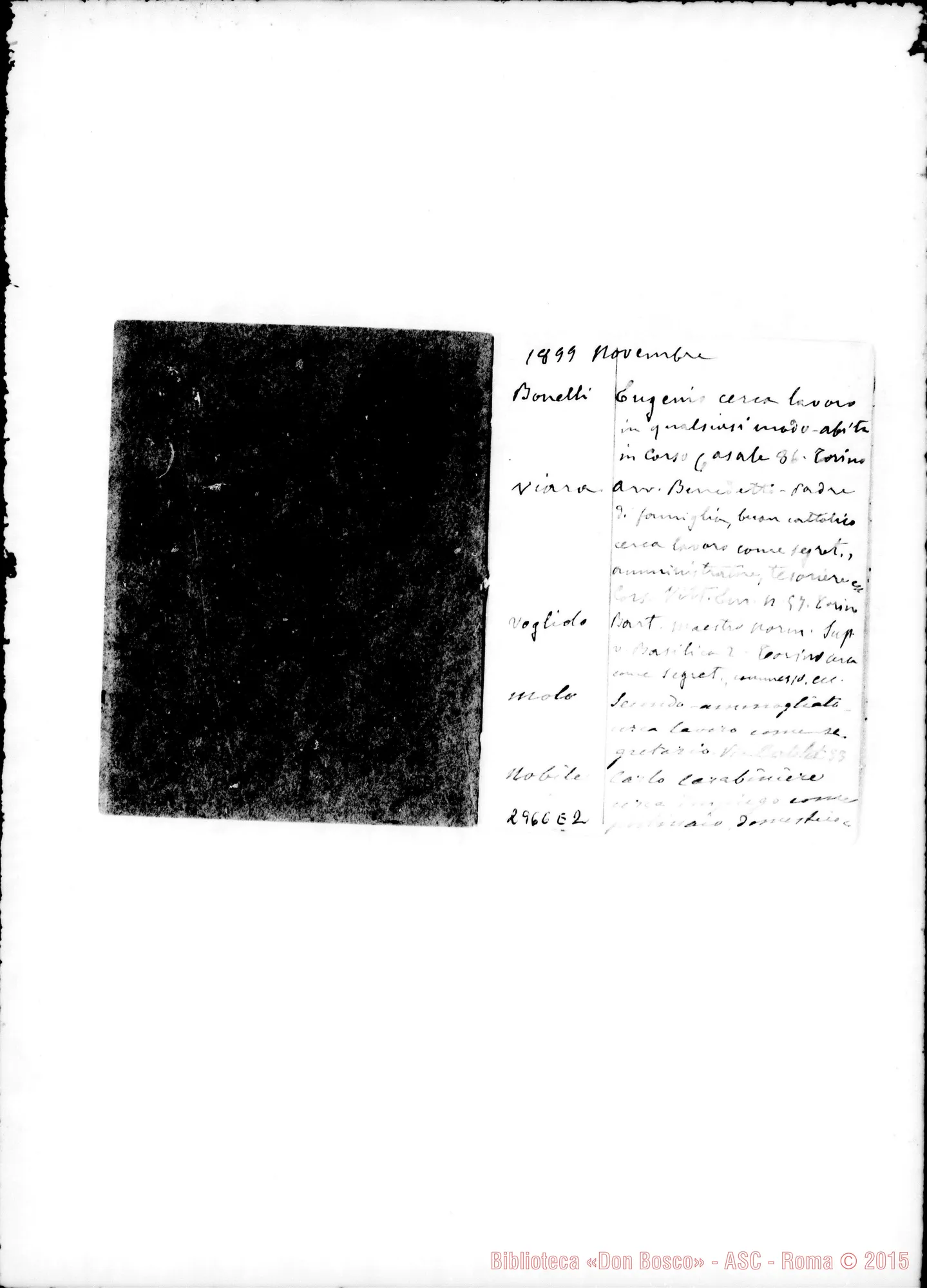 Fotogramma E 2 — Domande di impieghi: Da nov.1899 fino A mar. 1907. Tutto ms. Rua