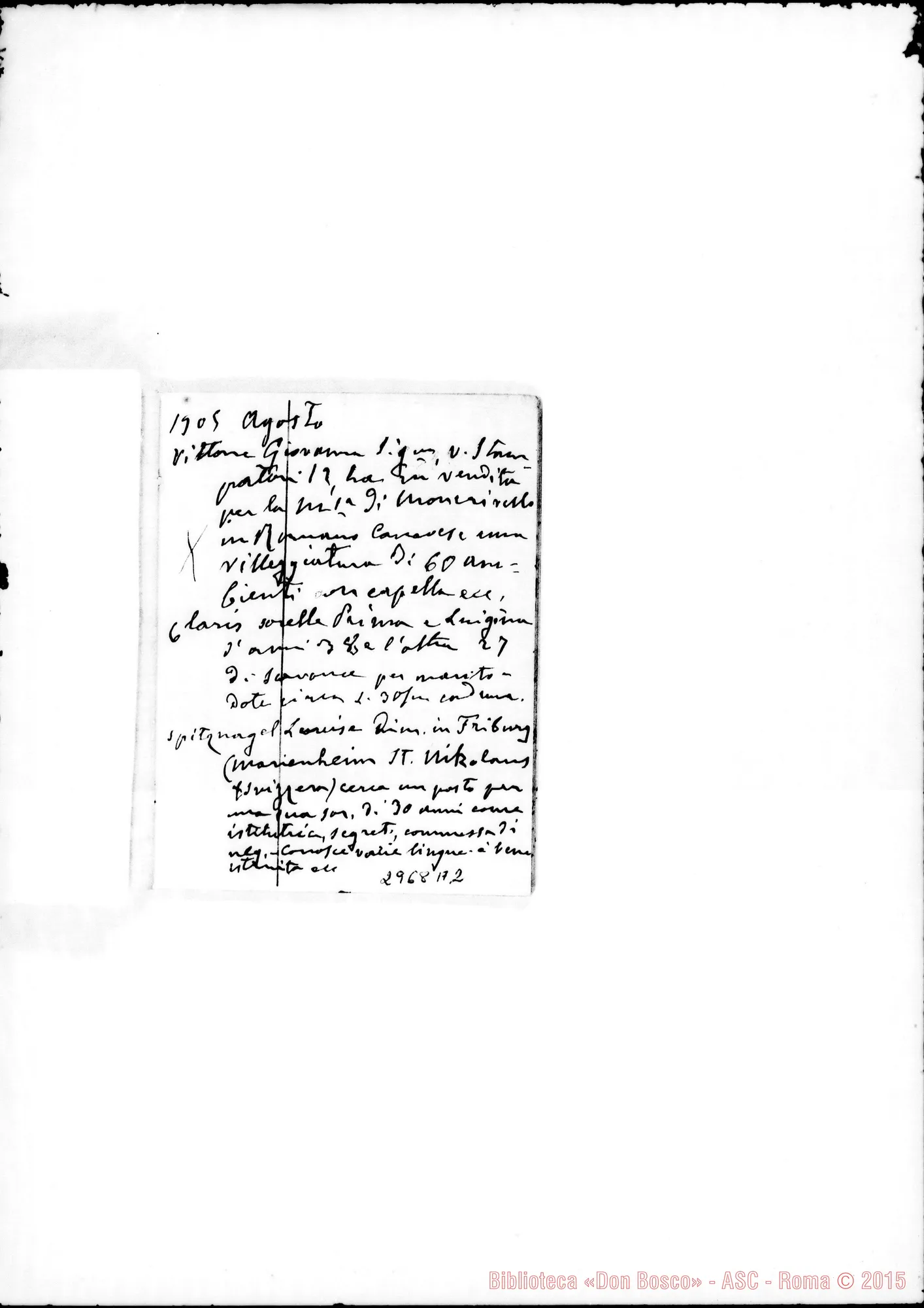 Fotogramma A 2 — Domande di impieghi: Da nov.1899 fino A mar. 1907. Tutto ms. Rua