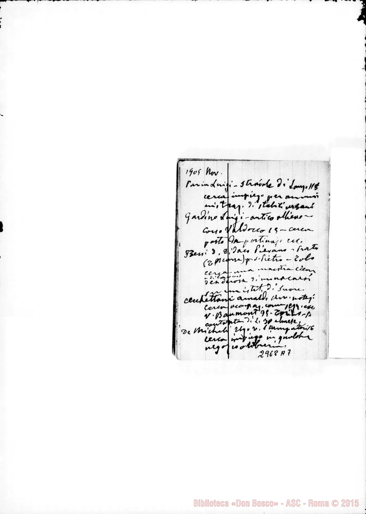 Fotogramma A 7 — Domande di impieghi: Da nov.1899 fino A mar. 1907. Tutto ms. Rua