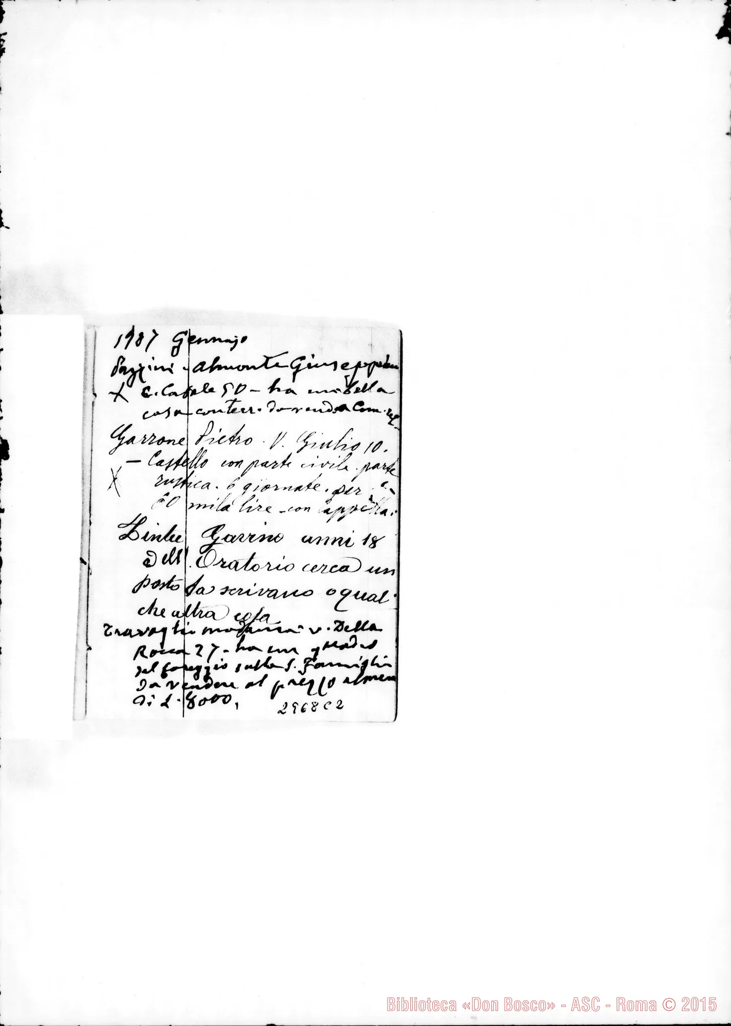 Fotogramma C 2 — Domande di impieghi: Da nov.1899 fino A mar. 1907. Tutto ms. Rua