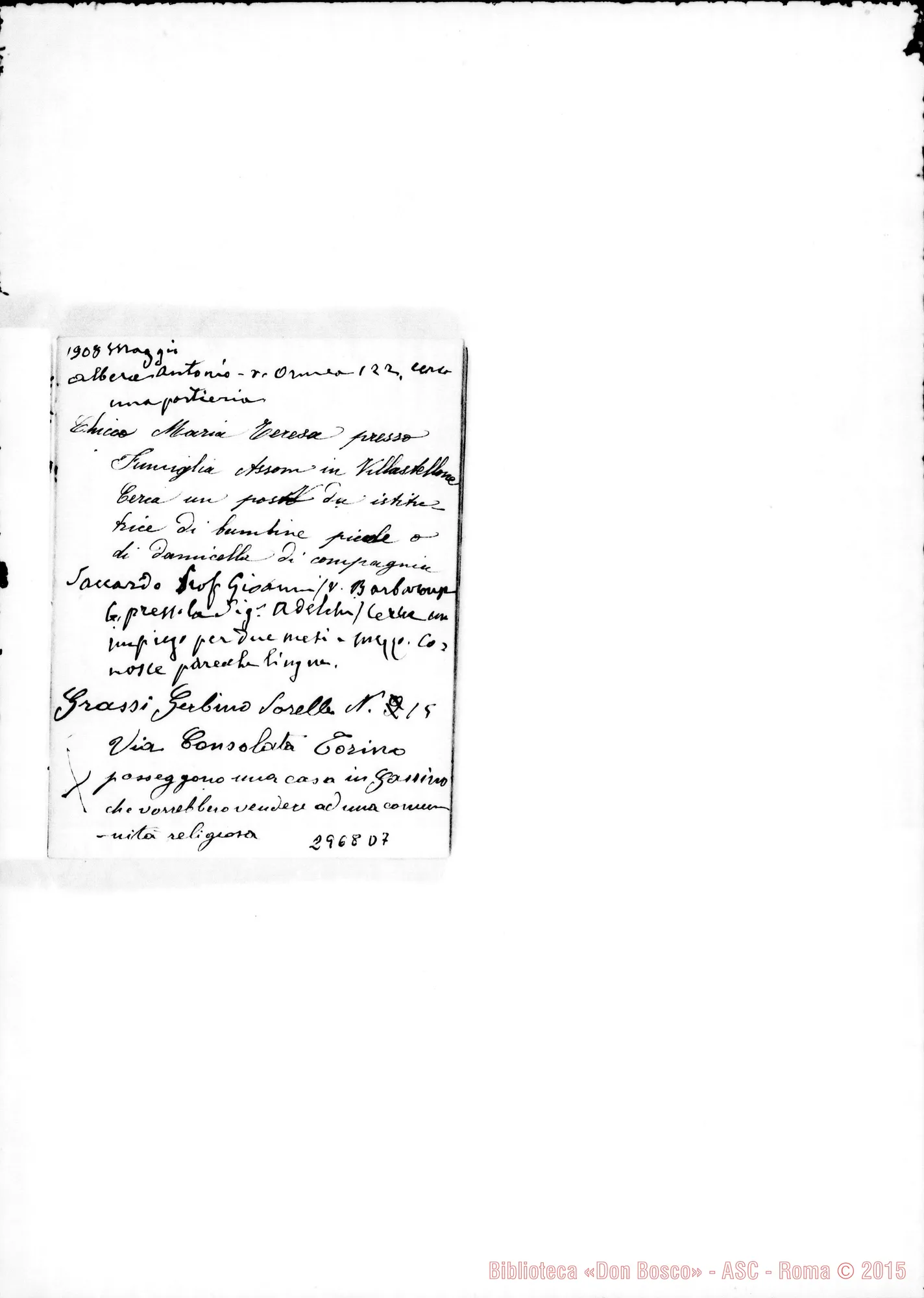 Fotogramma D 7 — Da apr.1907. Ms. di D. Rua ed altri