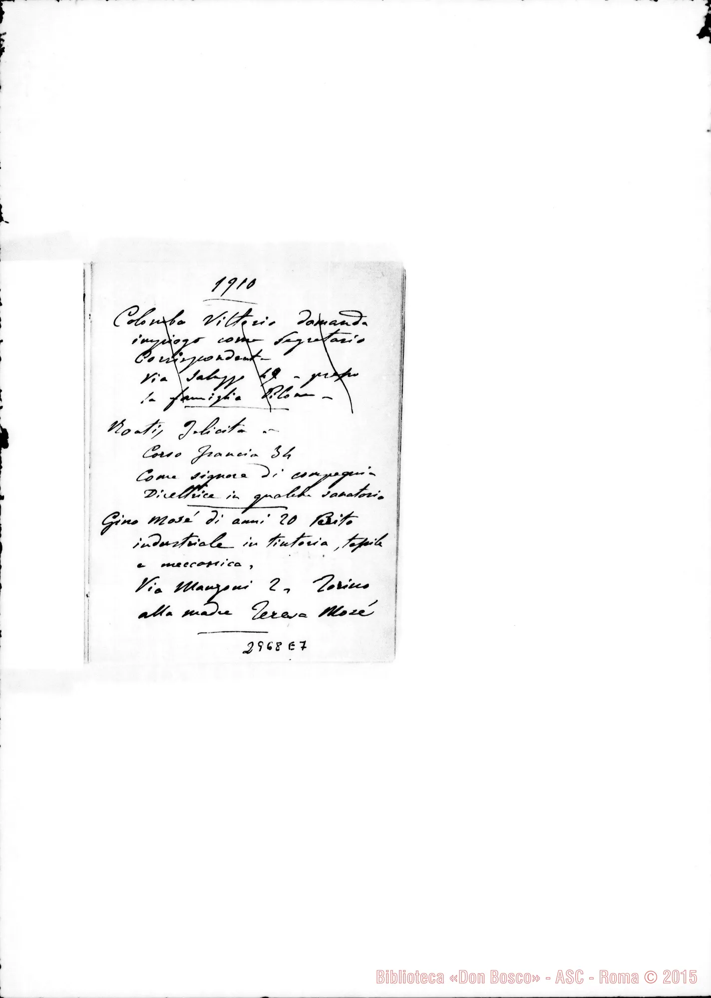 Fotogramma E 7 — Da apr.1907. Ms. di D. Rua ed altri