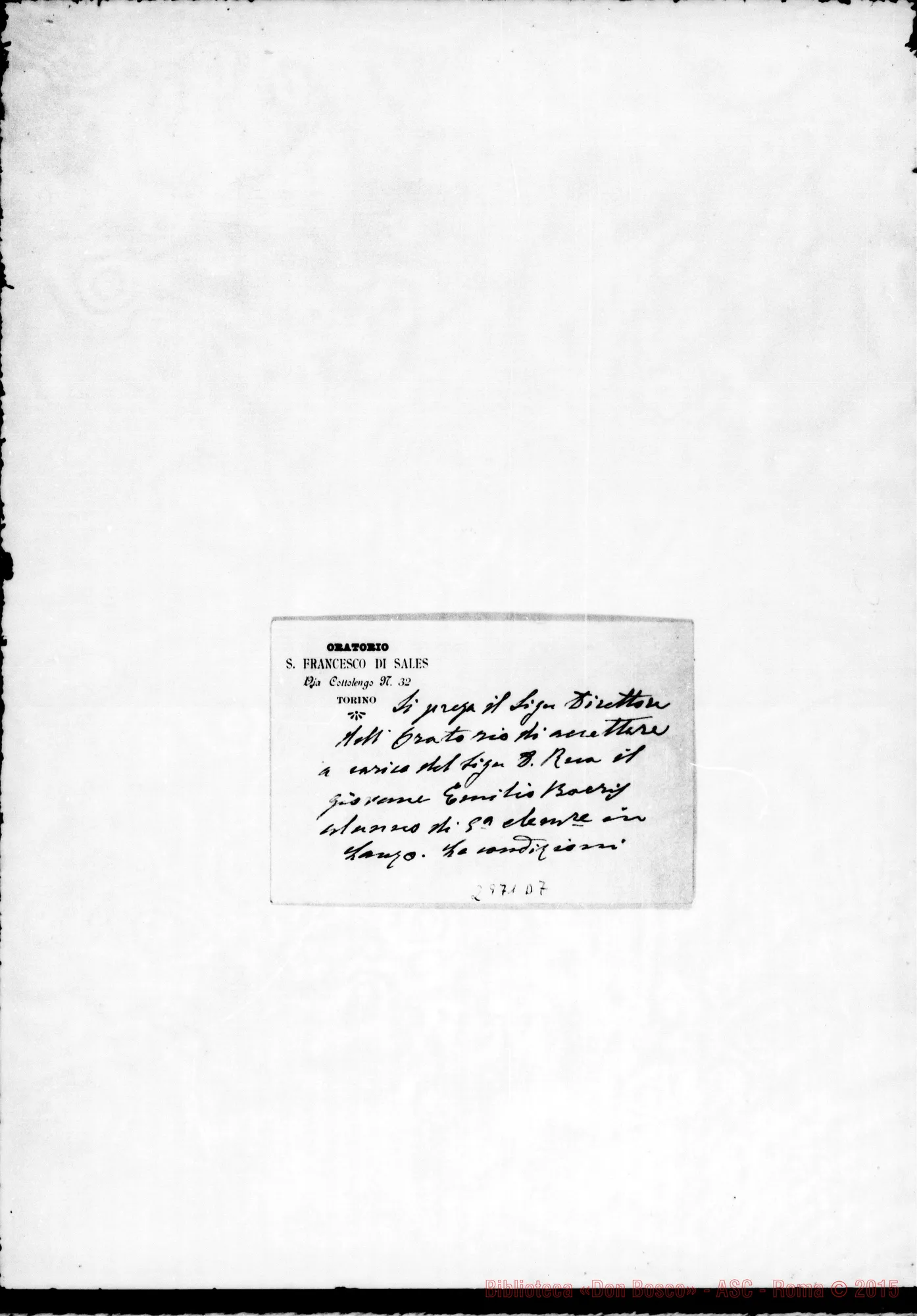 Fotogramma D 7 — Boeris Emilio: Nota di D. Belmonte: Lo chiede D. Rua