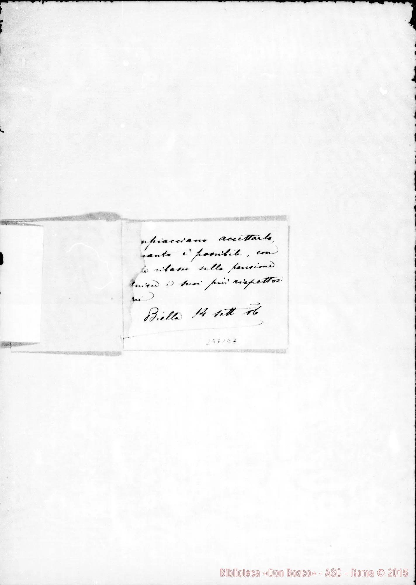 Fotogramma E 7 — Bona Guido: Lo raccomanda il vesc. di Biella, 14-09-1906