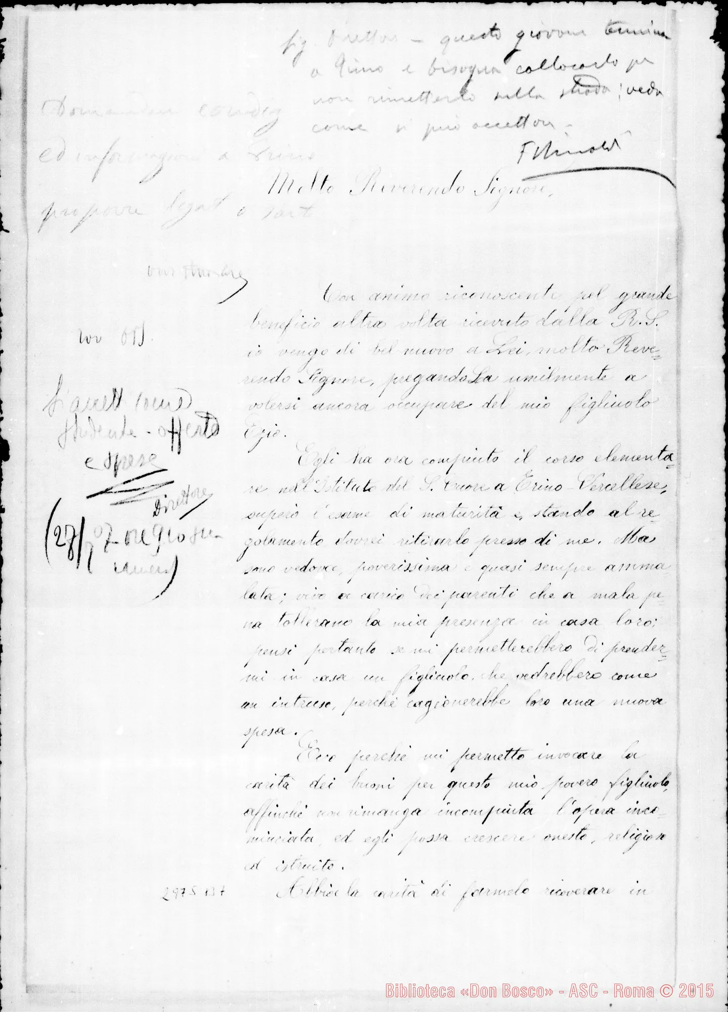 Fotogramma B 7 — Fiorina Ezio: Petizione della madre ved.. Torino, 17-07-1907. Autogr. Rinaldi