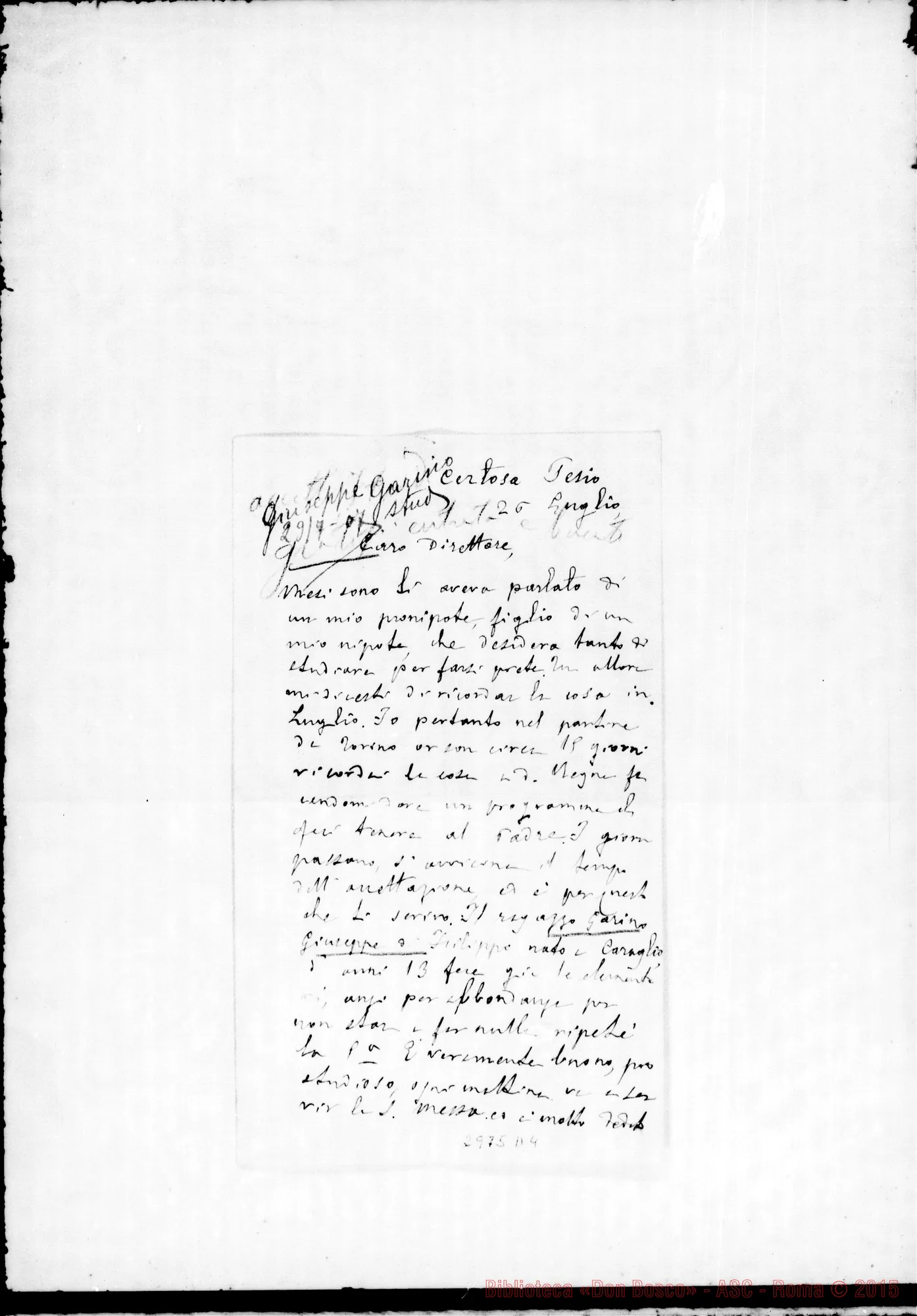 Fotogramma D 4 — Garino Giuseppe: Garino Giovanni - Direttore. Certosa, 26-07-1907