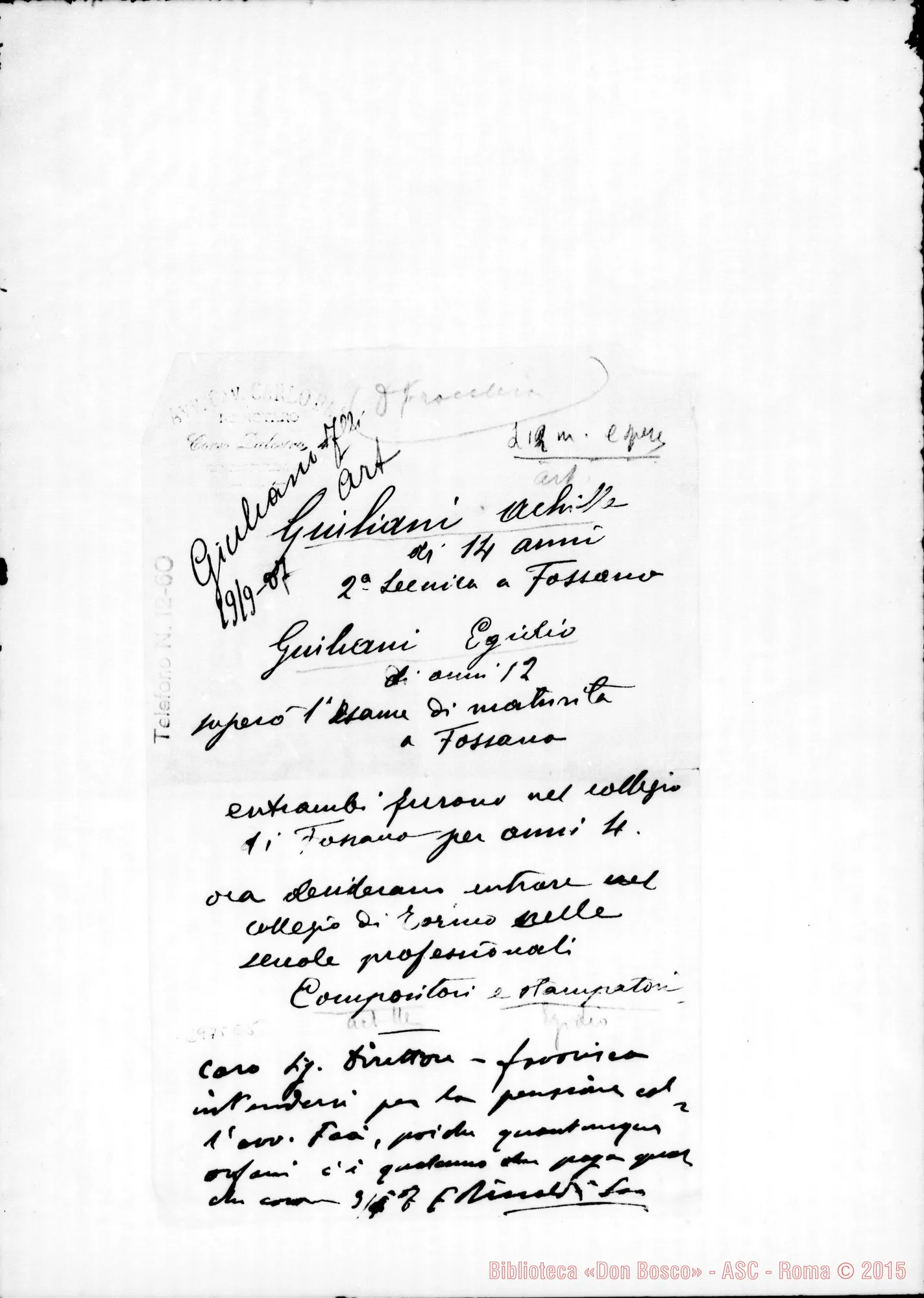 Fotogramma E 5 — Giuliani Achille ed Egidio. Autogr. Rinaldi
