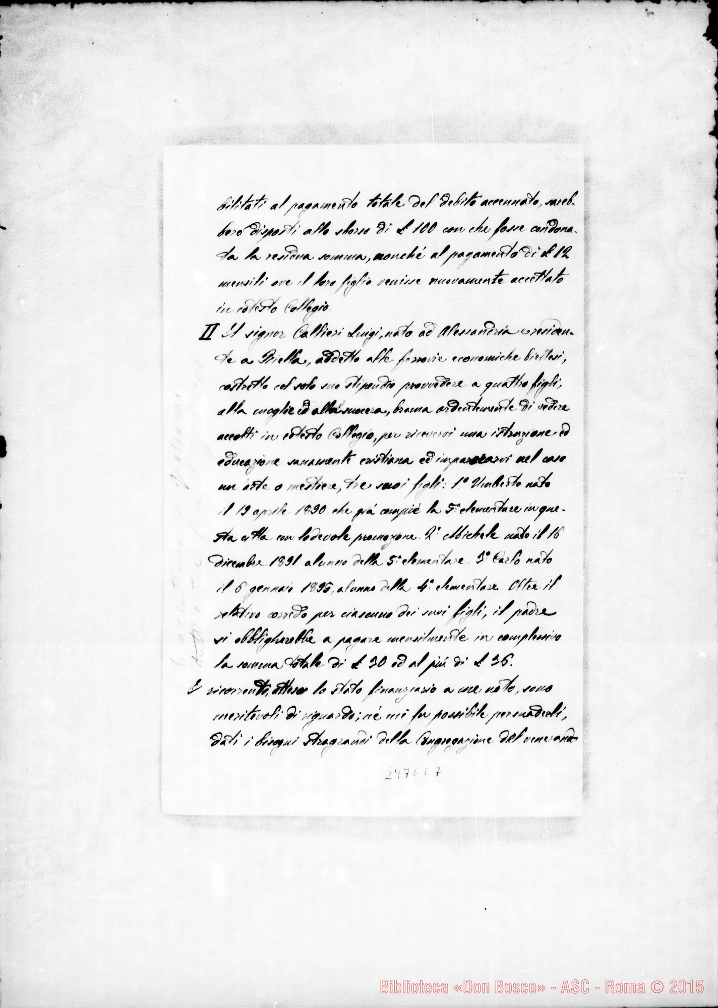 Fotogramma E 7 — Magone Celestino: Can. Maja - Rev.mo Signore. Biella, 8-10-1904. Autogr. Rua