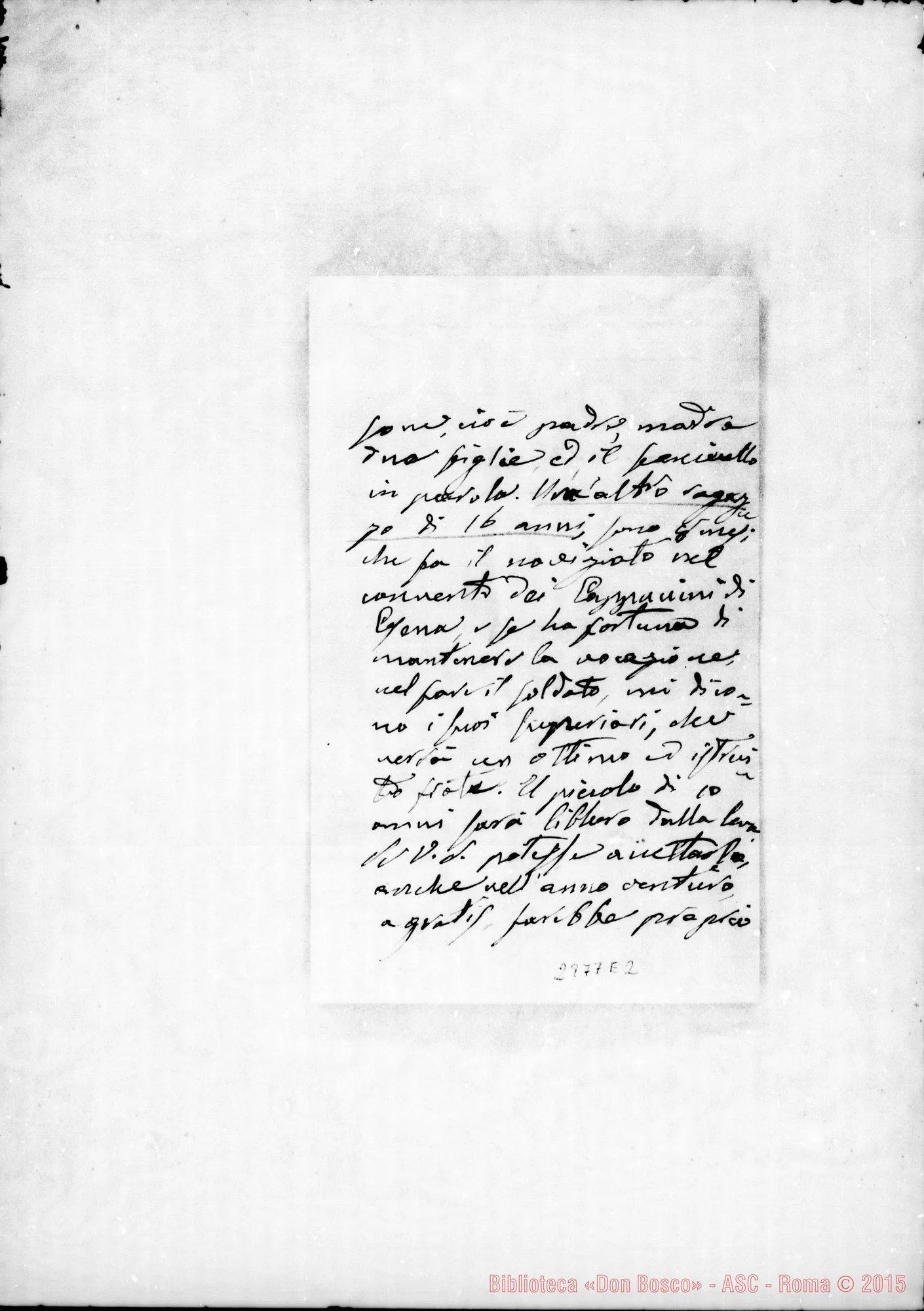Fotogramma E 2 — Montalti: Massimino Ricci, parroco - Rev.do Signore. Forlì, 25-06-1906