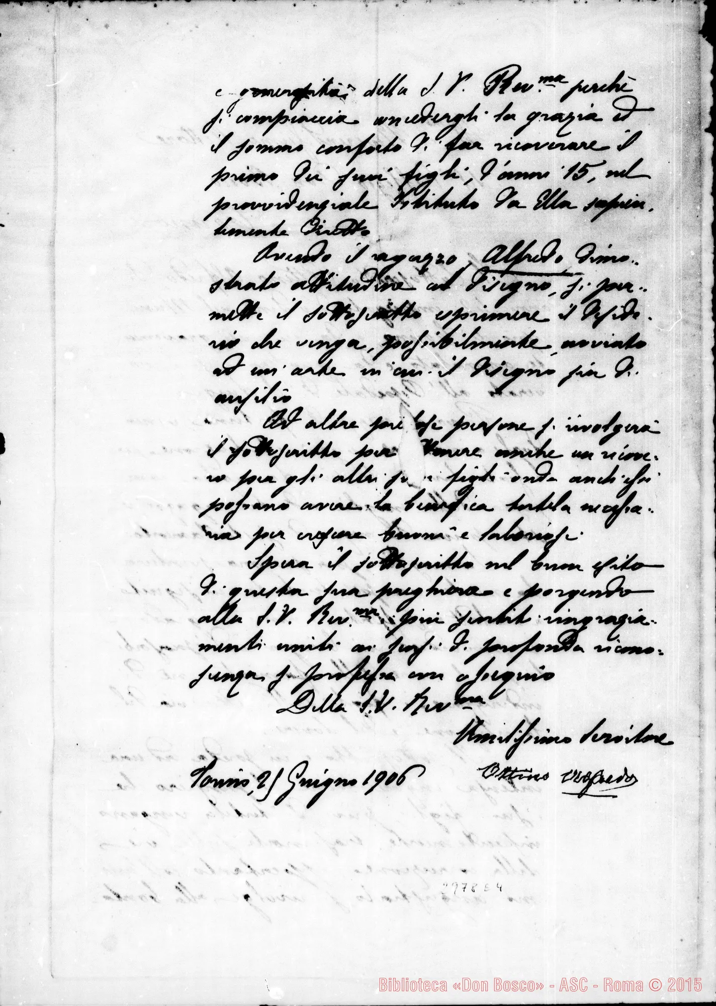 Fotogramma E 4 — Ottino Alfredo: Ottino Alfredo - Rettore dell’Oratorio. Torino, 25-06-1906
