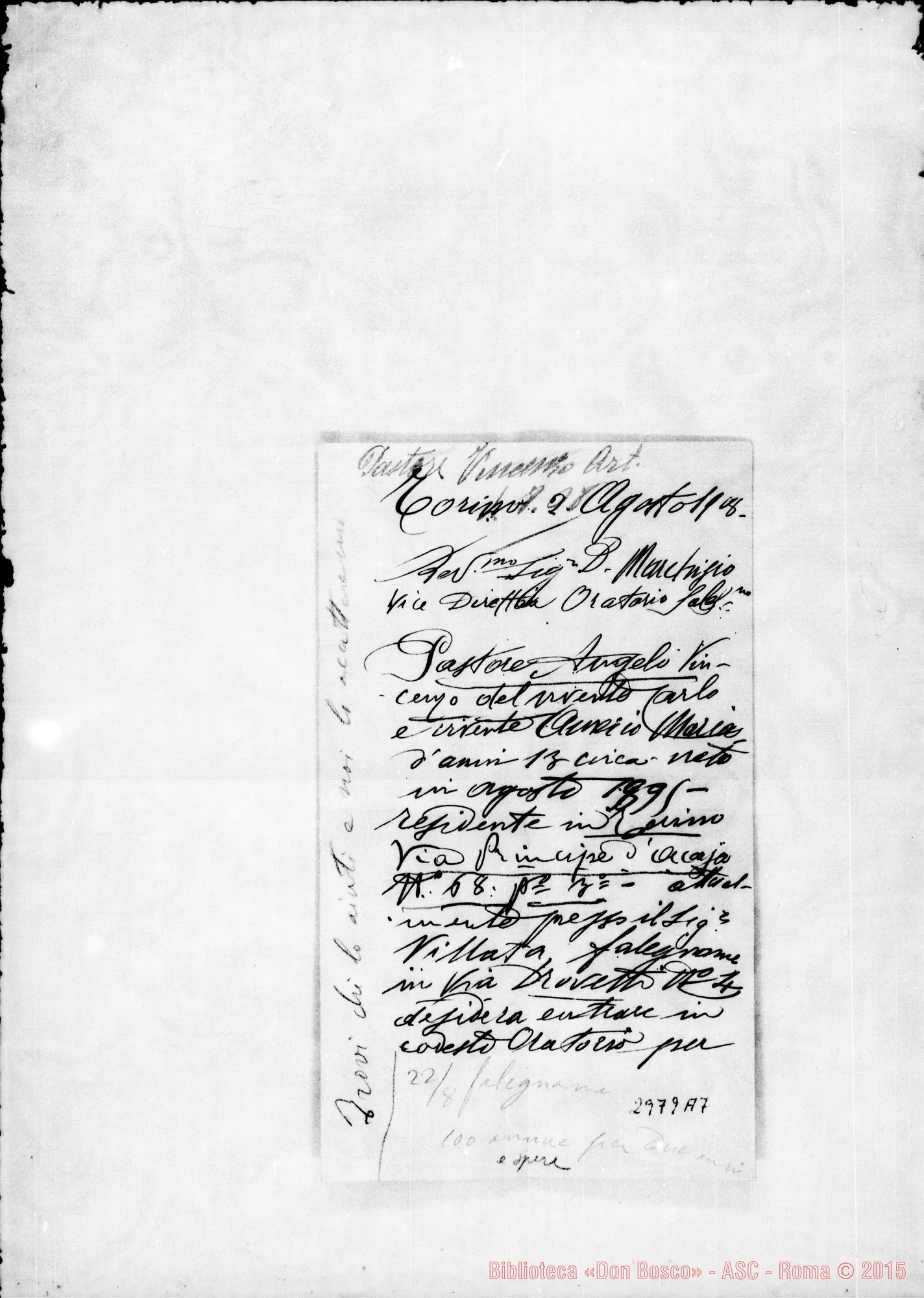 Fotogramma A 7 — Pastore Vincenzo: Pastore Angelo - D. Marchisio. Torino, 2-08-1908