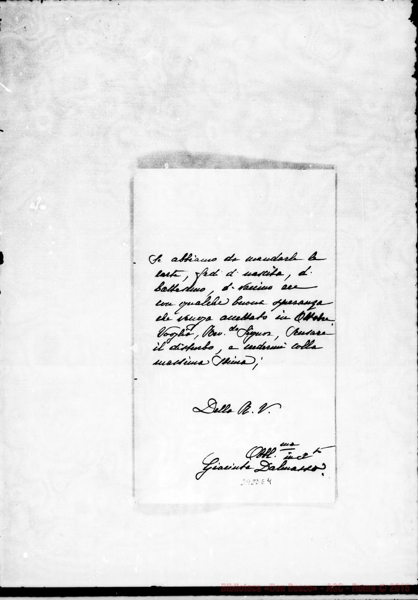 Fotogramma E 4 — Sales: Giacinta Dalmasso - Rev.do Sig.. Cuneo, 4-07-1906