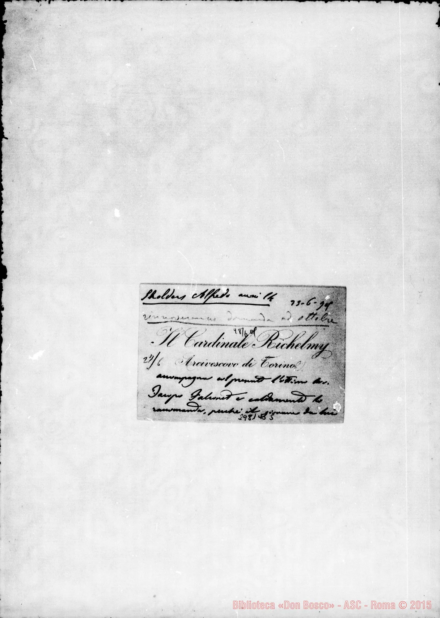 Fotogramma B 5 — Sholders Alfredo: Cardinale Richelmy - D. Marchisio. Torino, 23-06-1905