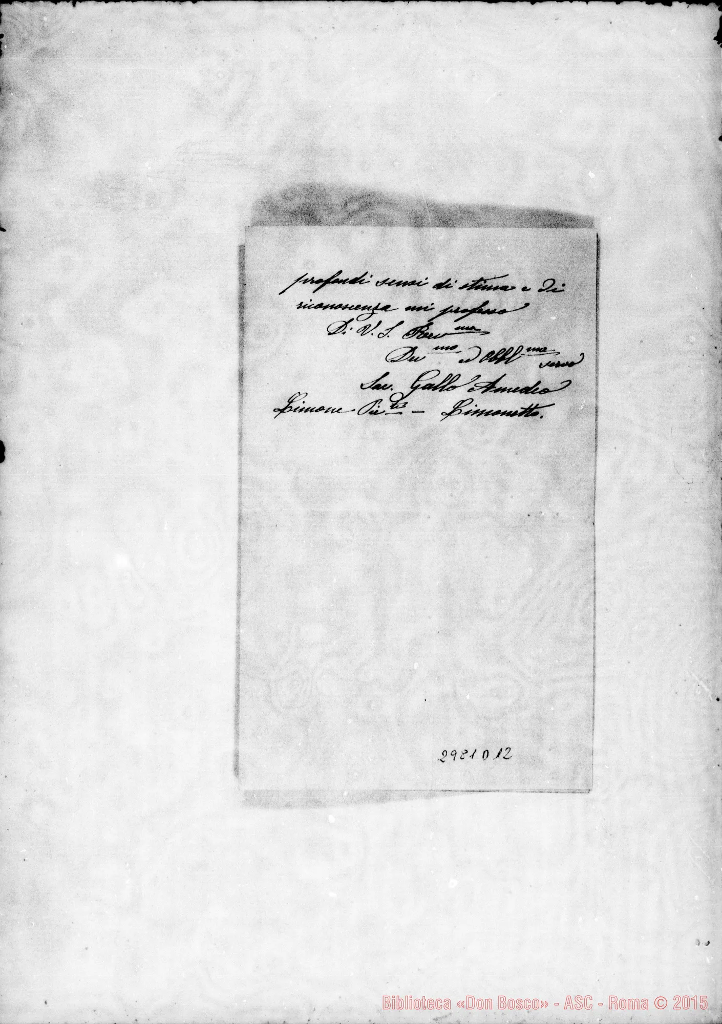 Fotogramma D 12 — Sac. Gallo Amedeo - Rev.do Signore. Limonetto, 25-08-1906