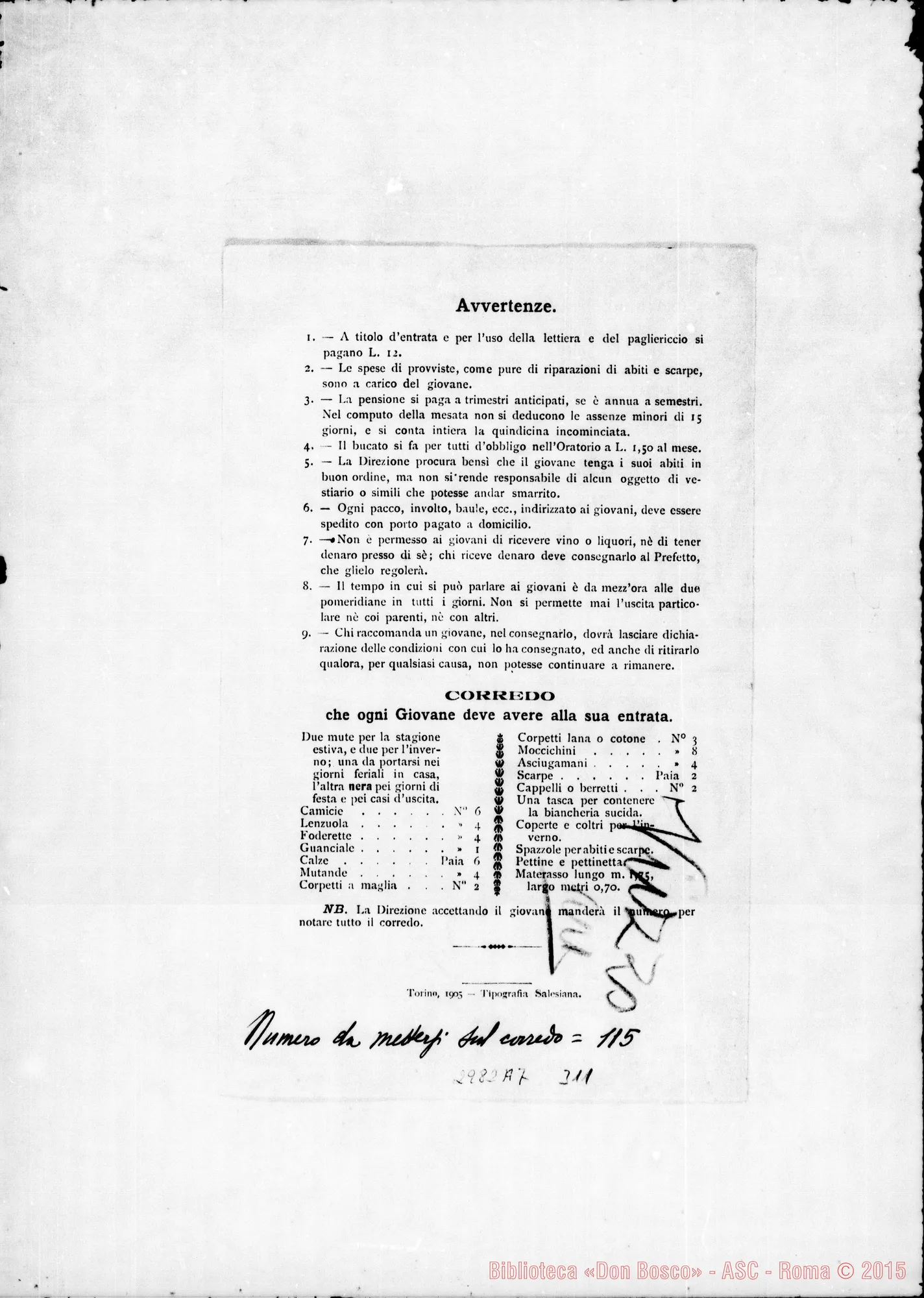 Fotogramma A 7 — Viizzo Carlo Mario: Modulo d’accettazione