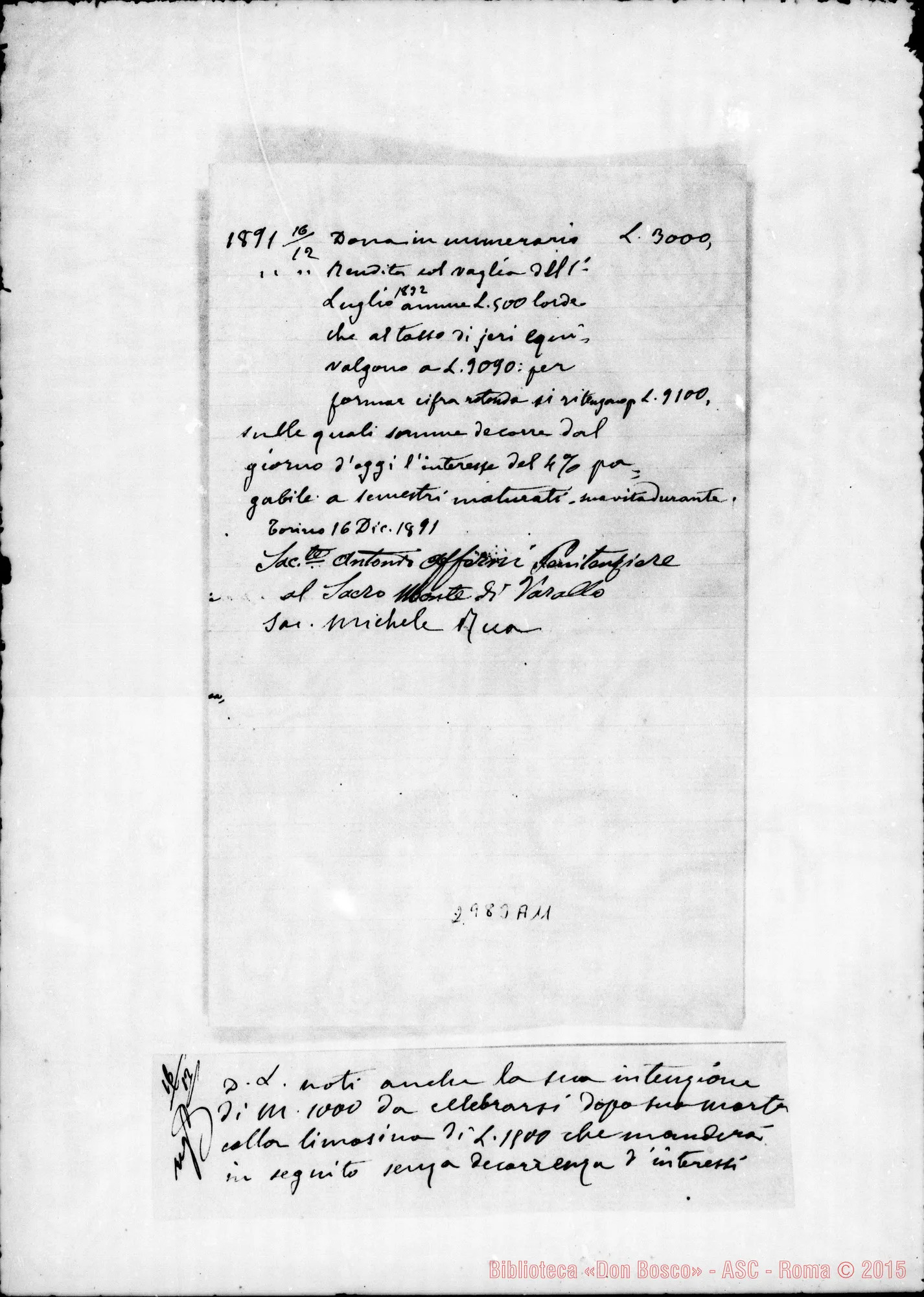 Fotogramma A 11 — Afferni D. Antonio: Lettera di D. Rua A D. Afferni. Firma autogr. E autogr. Rua