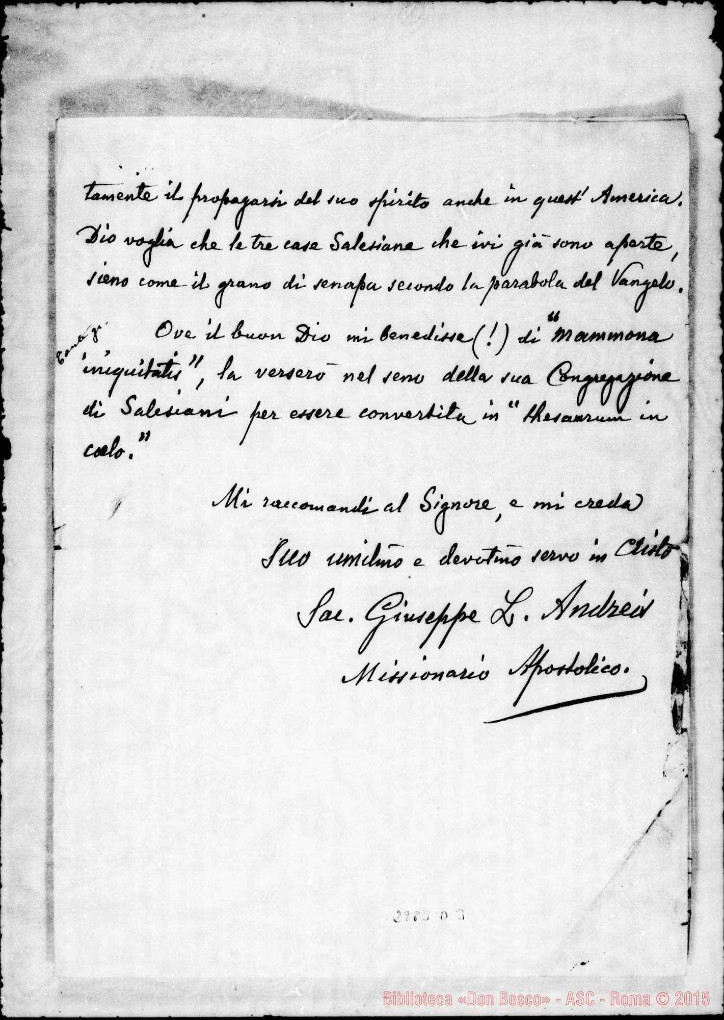Fotogramma D 3 — D. Andreis - D. Rua. Baltimore, 18-12-1899. Autogr. Rua