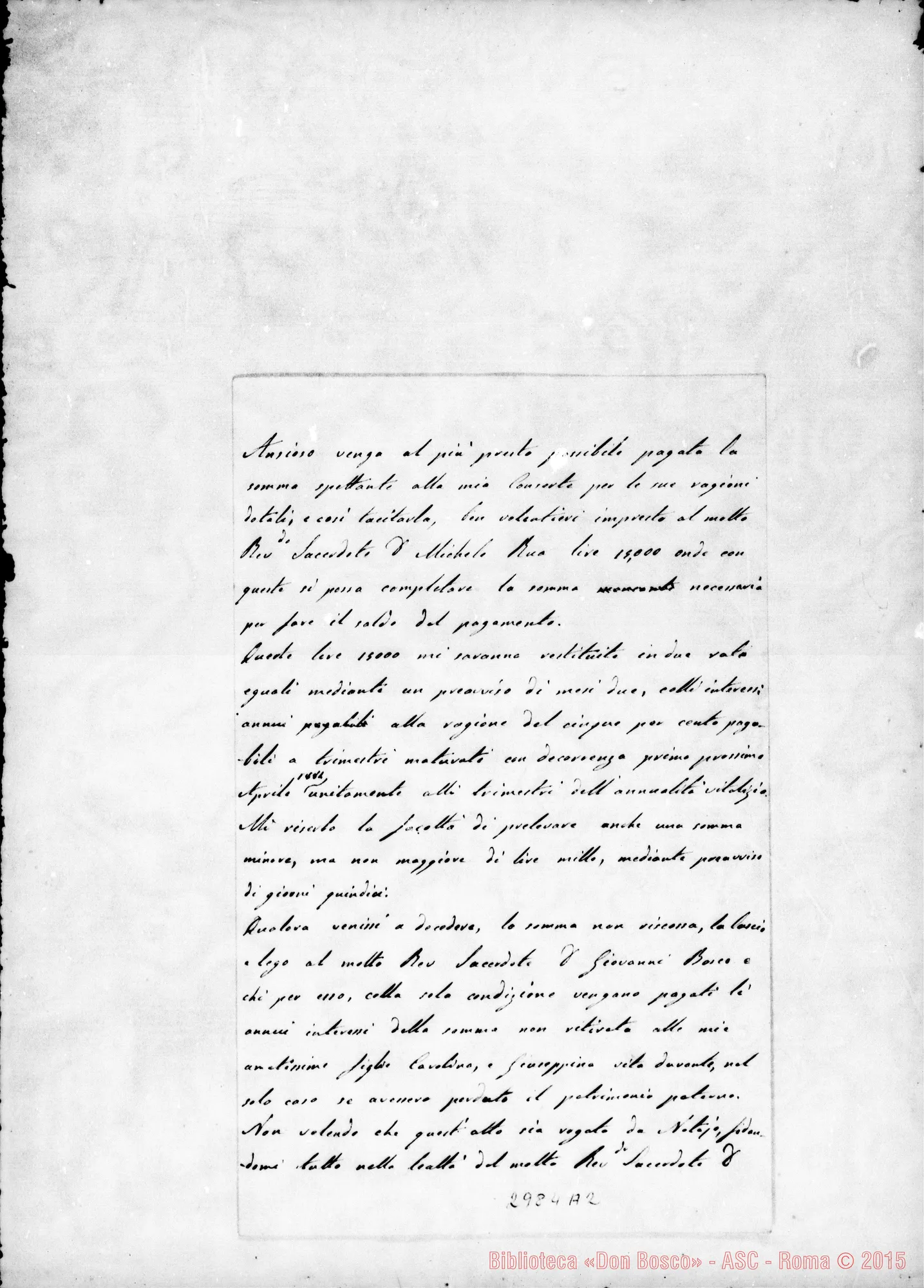Fotogramma A 2 — Lettera senza intestazione, di Anglesio. Torino, 14-01-1884