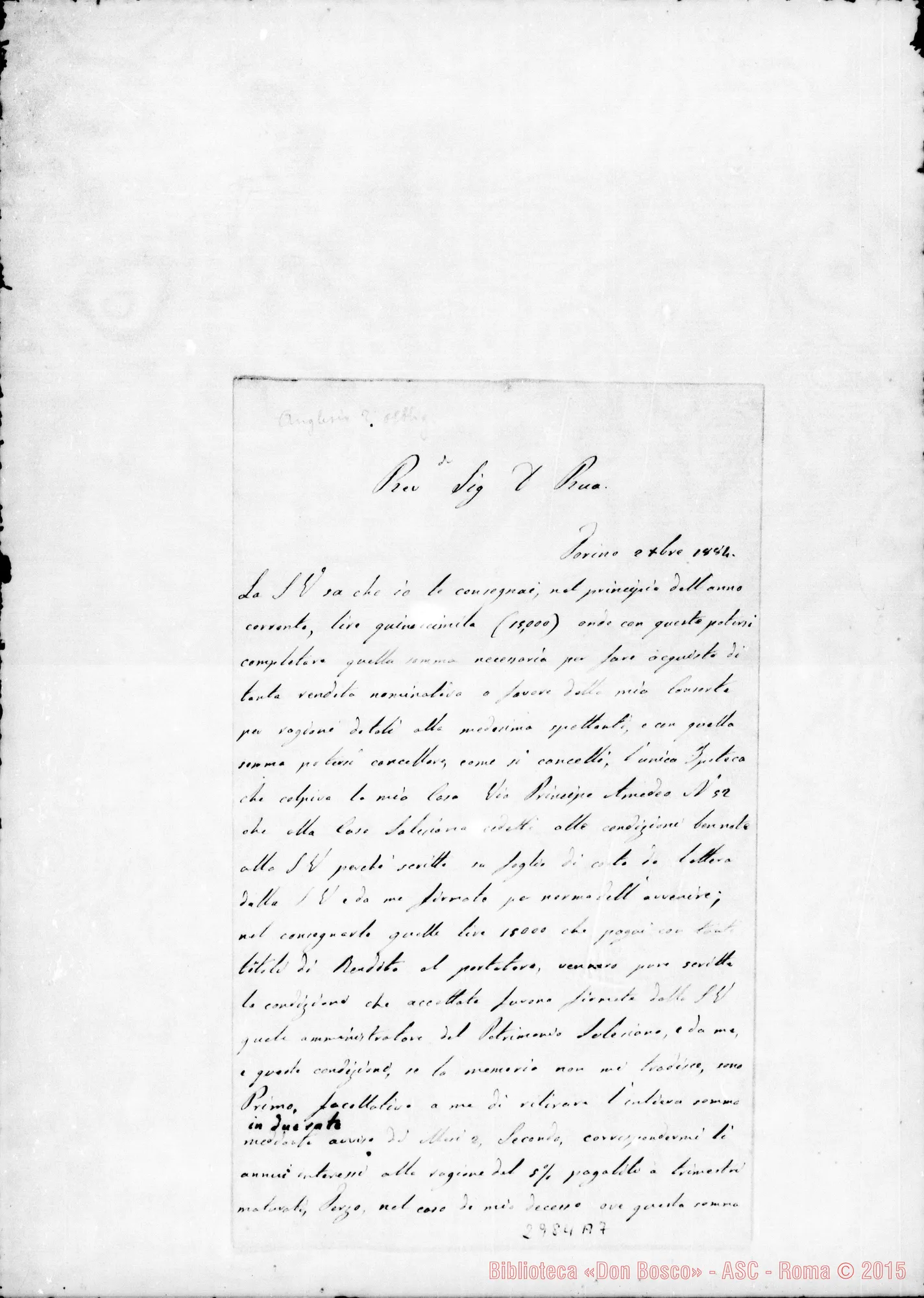 Fotogramma A 7 — Anglesio - D. Rua. Autogr. Rua. Torino, 2-12-1884