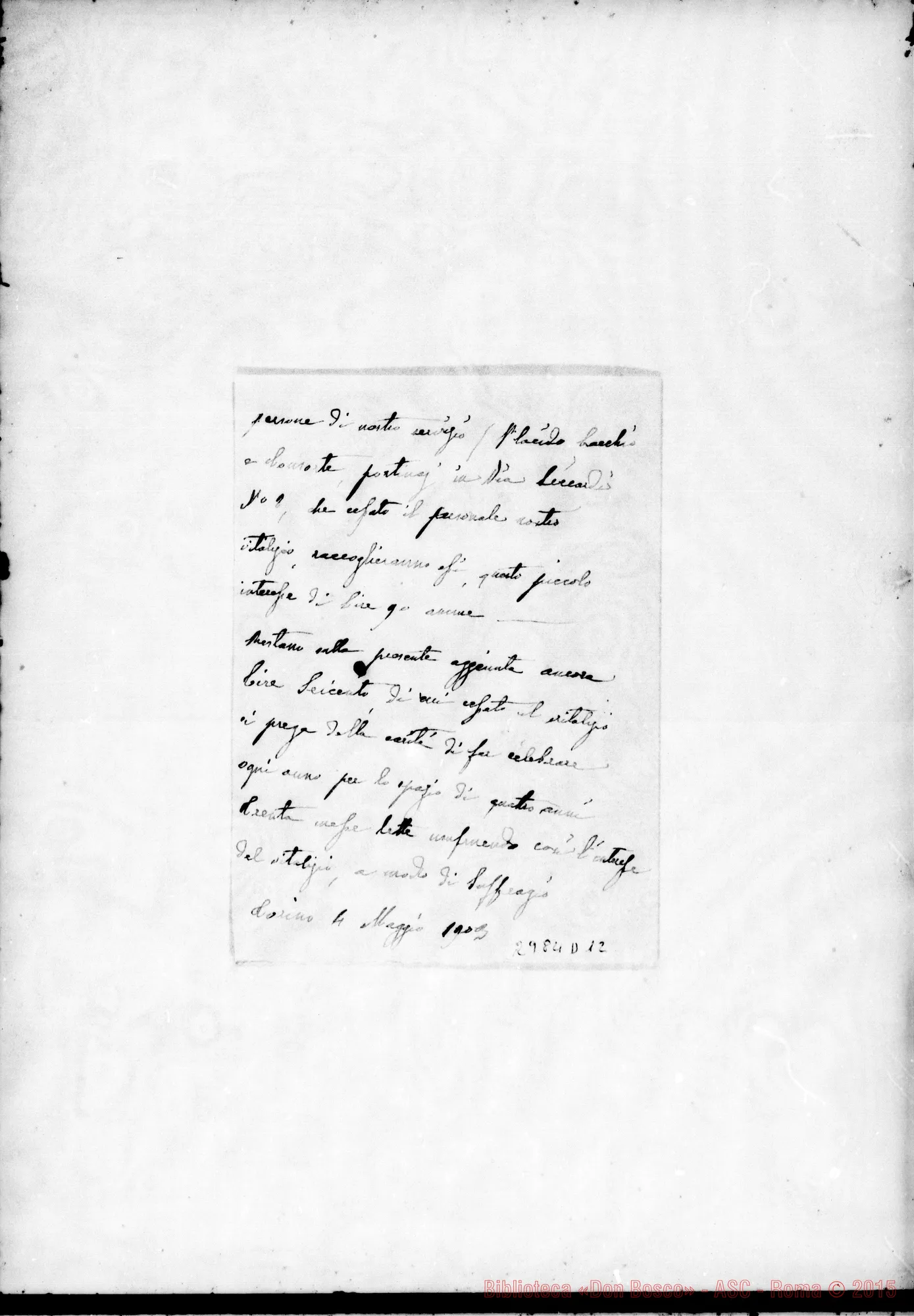 Fotogramma D 12 — Lettera delle sorelle per vitalizio. Torino, 4-05-1903