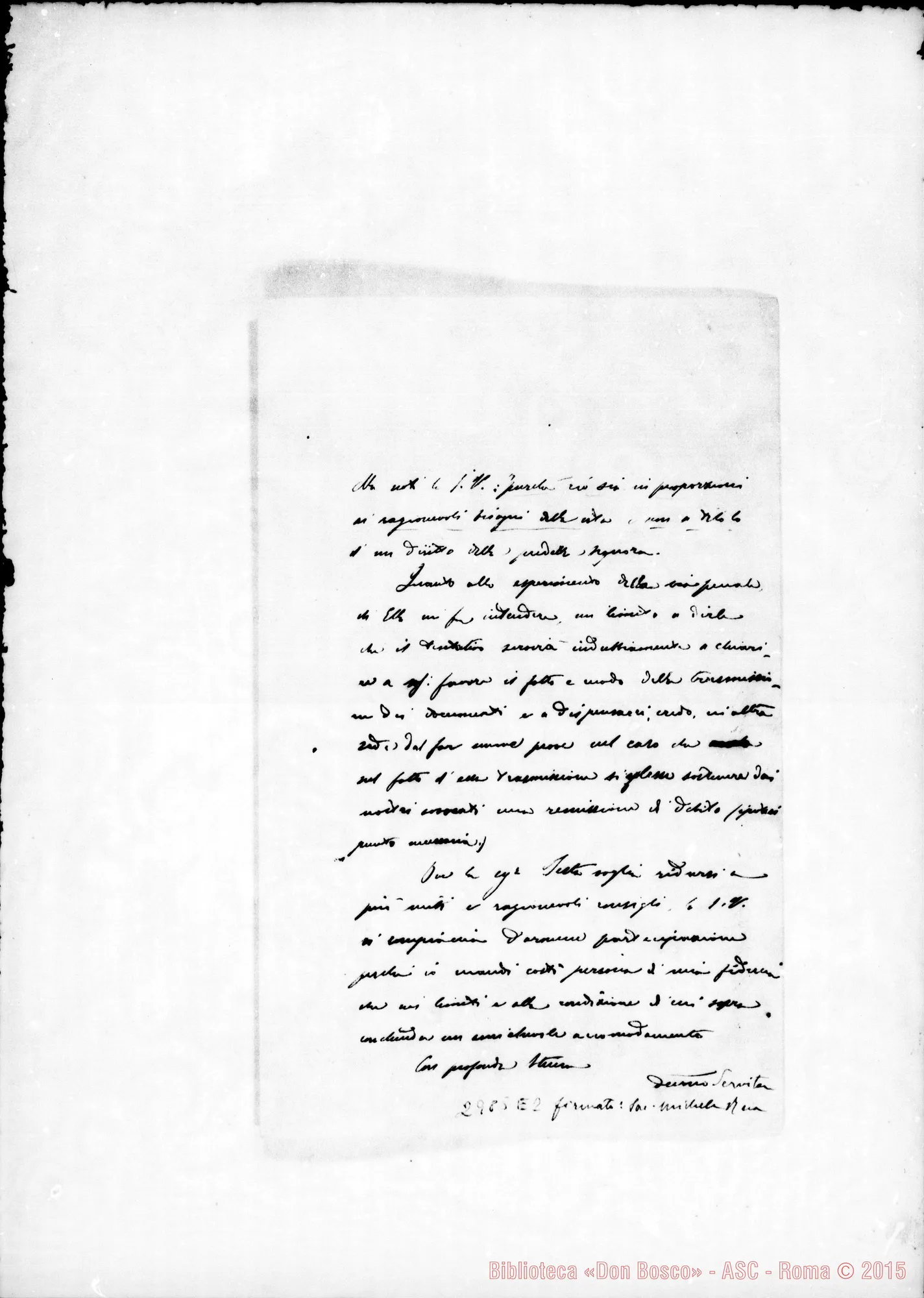 Fotogramma E 2 — Minuta di lettera di D. Rua all’Avv. P.F.E.