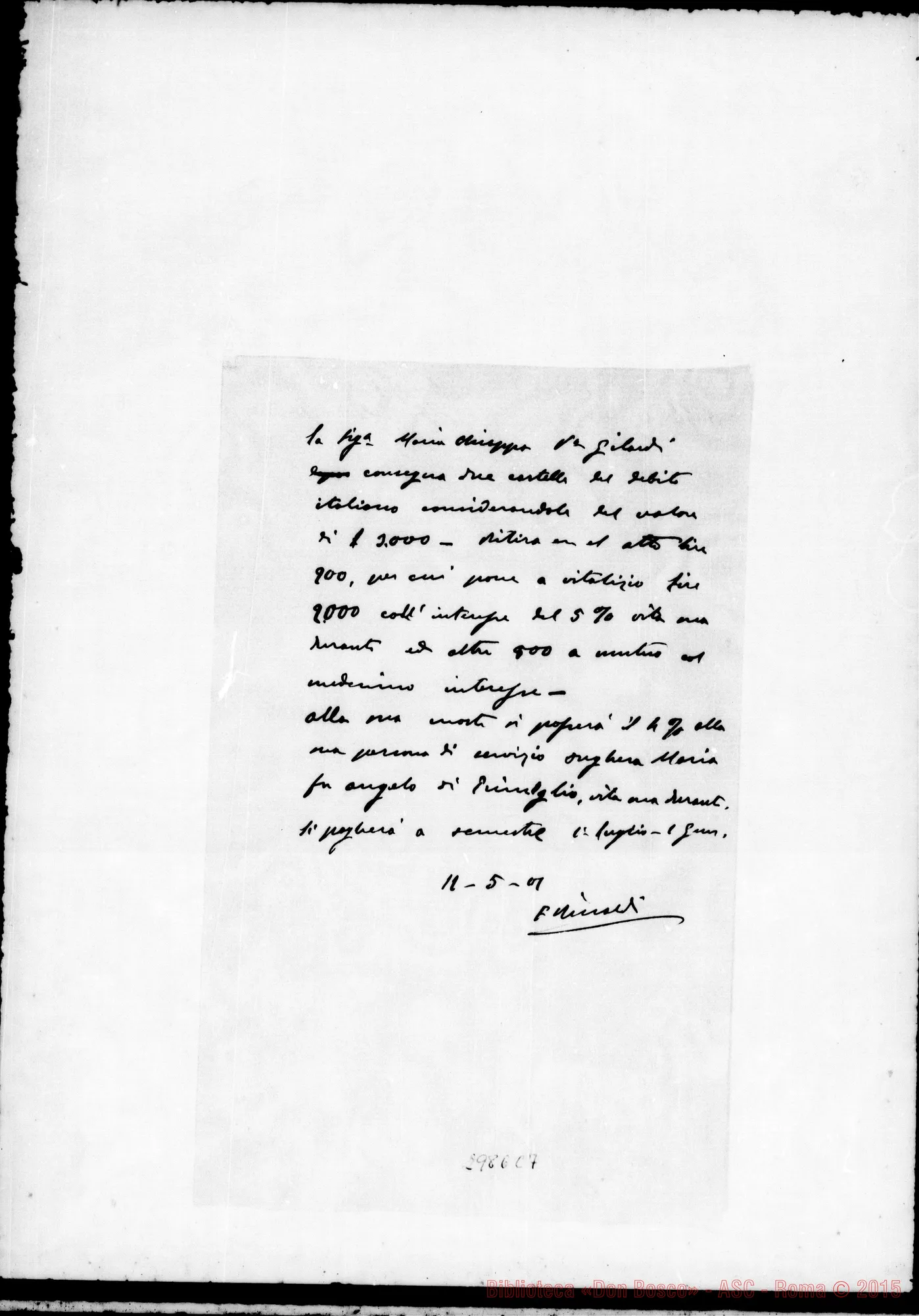 Fotogramma C 7 — Cartelle del debito pubblico. Ms. autogr. Rinaldi
