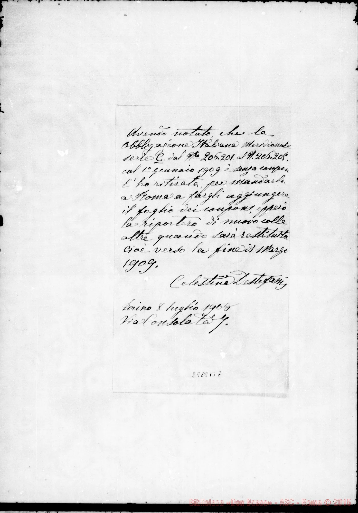 Fotogramma B 7 — Note di Celestina Destefanis