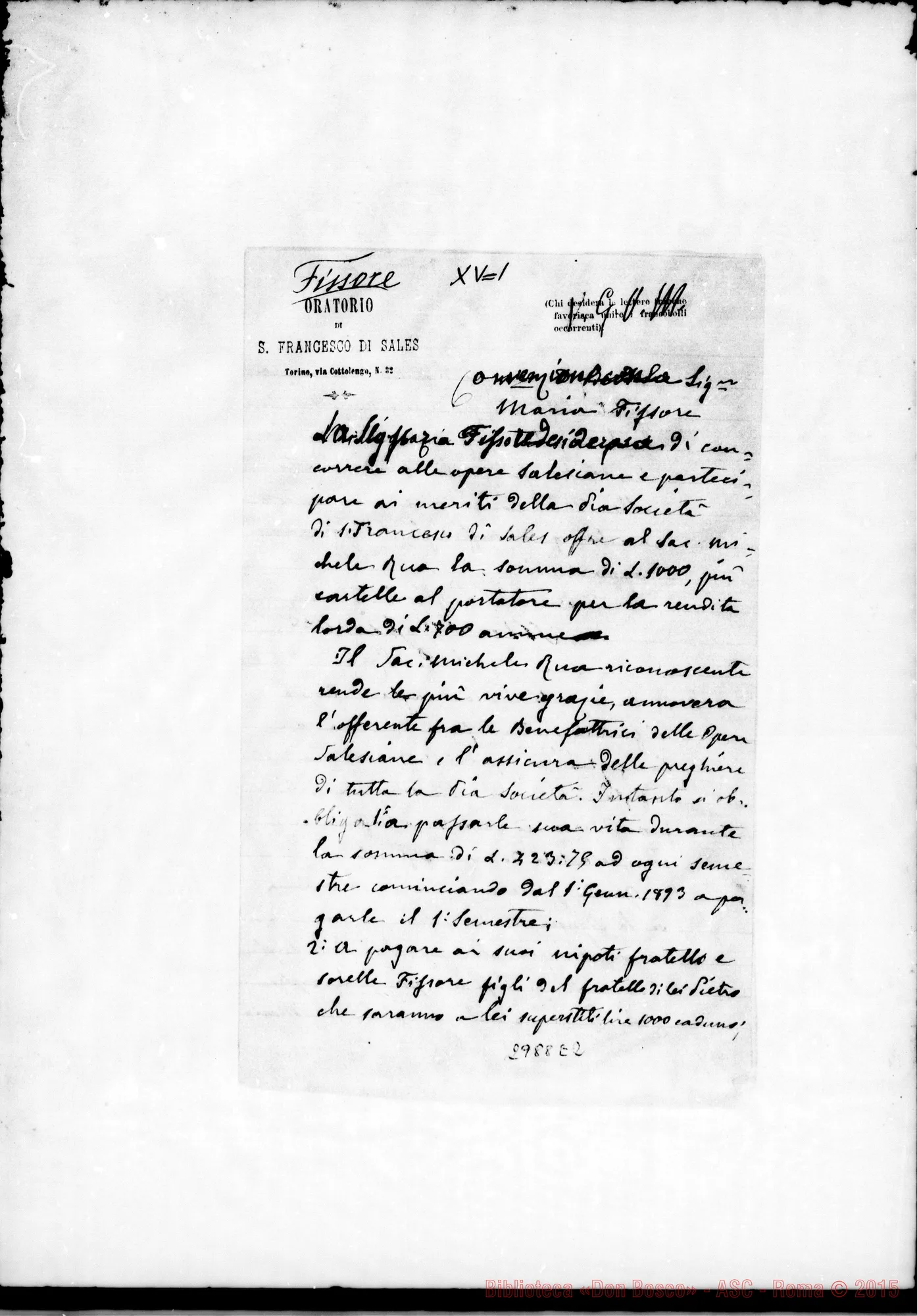 Fotogramma E 2 — Convenzione con D. Rua. Ms. autogr. Rua. Lug.1892