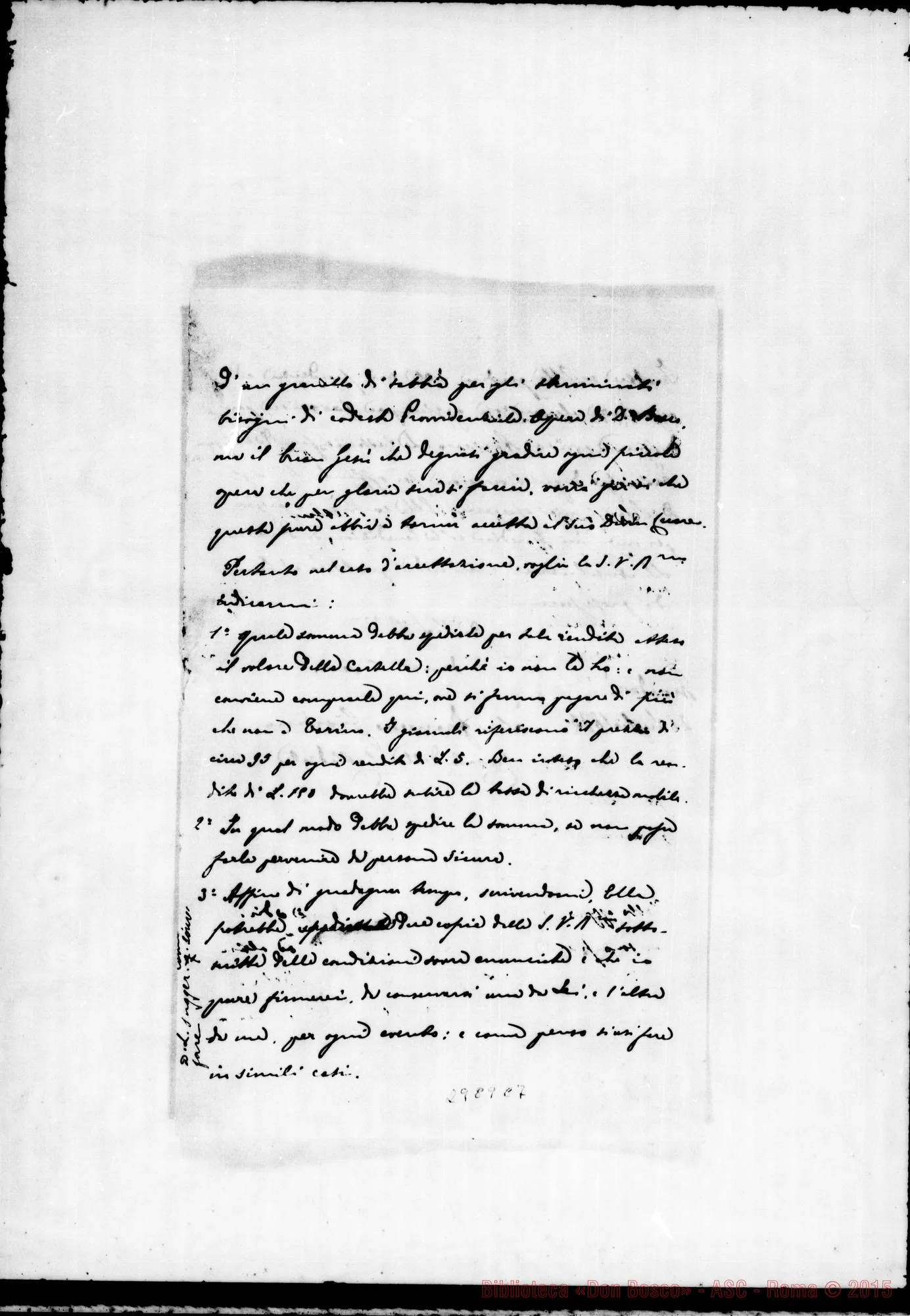 Fotogramma C 7 — Giordano Francesco, sac.: Lettera A D. Rua. Mondovì, 21-07-1893. Autogr. Rua